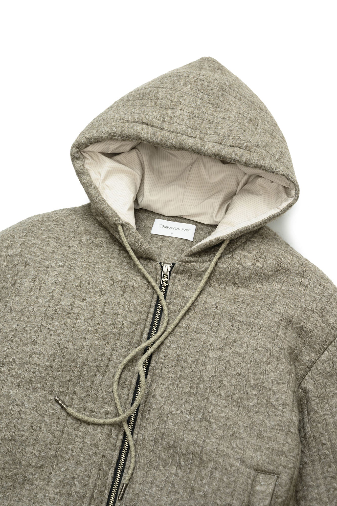 OKAYTHXBYE Wool-Filled Hooded Bomber Jacket