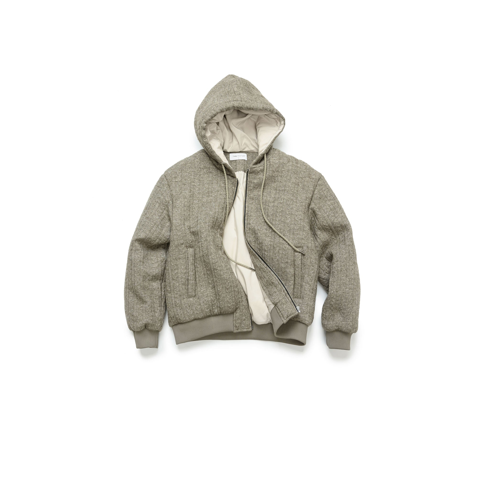 OKAYTHXBYE Wool-Filled Hooded Bomber Jacket