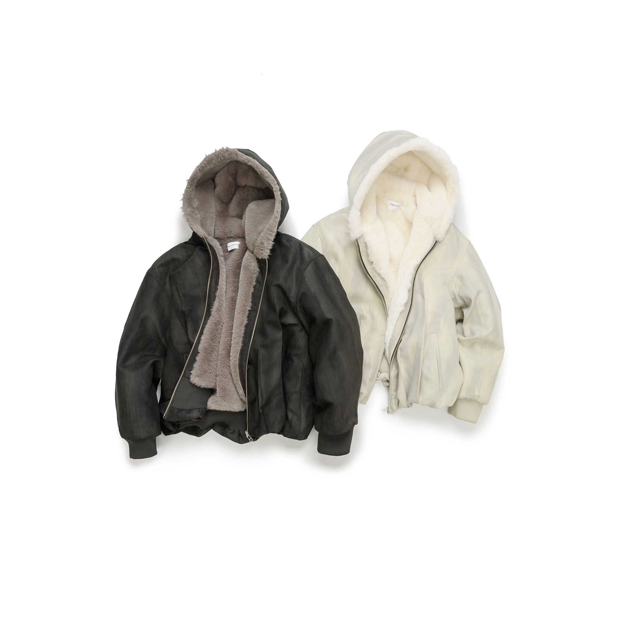 OKAYTHXBYE Faux Mink Lined Hooded Bomber Jacket