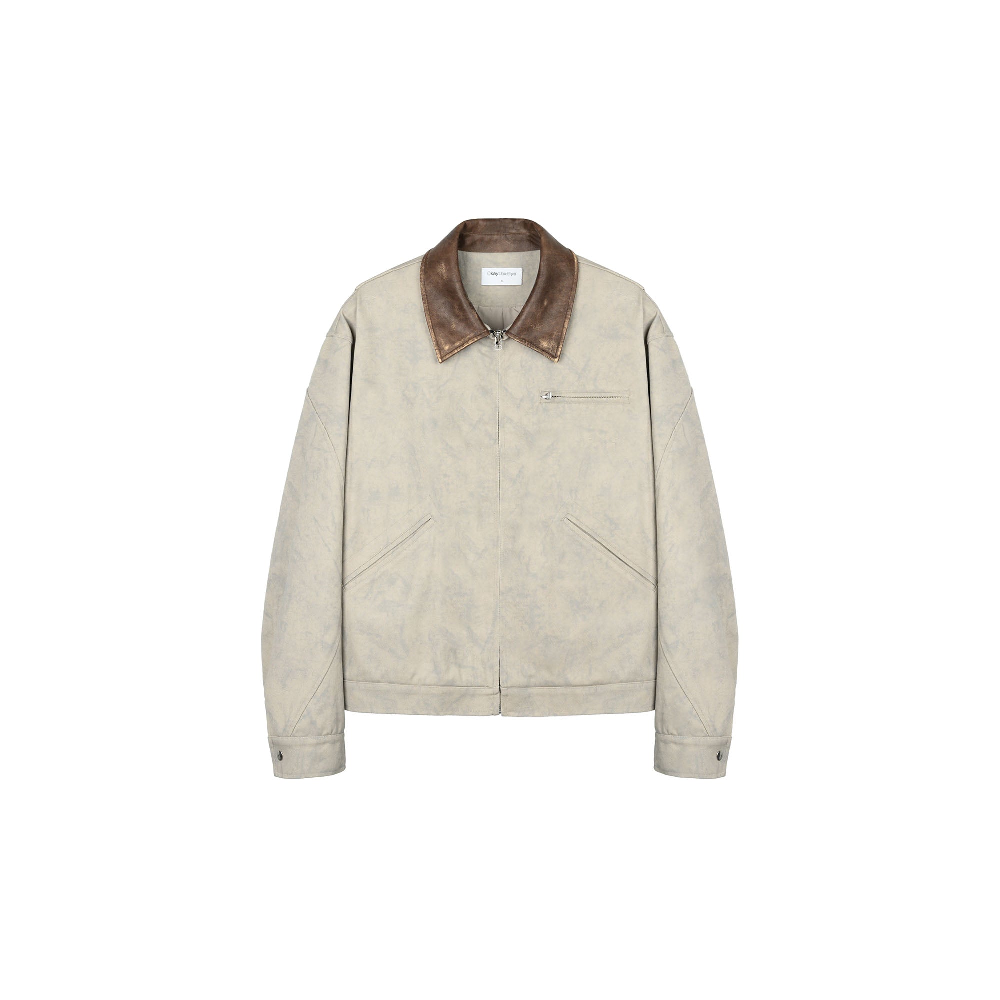OKAYTHXBYE Essential Contrast Collar Washed Jacket, premium urban and streetwear designers apparel on PROJECTISR.com, OKAYTHXBYE