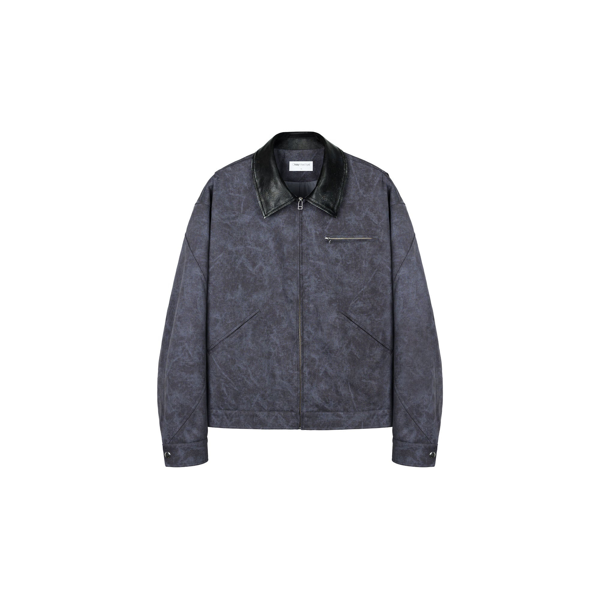 OKAYTHXBYE Essential Contrast Collar Washed Jacket, premium urban and streetwear designers apparel on PROJECTISR.com, OKAYTHXBYE