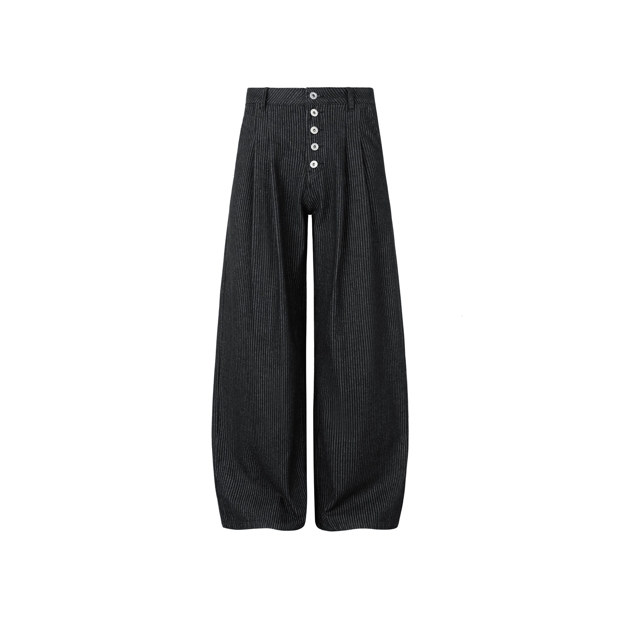 OKAYTHXBYE Classic Pleated Wide-Leg Jeans