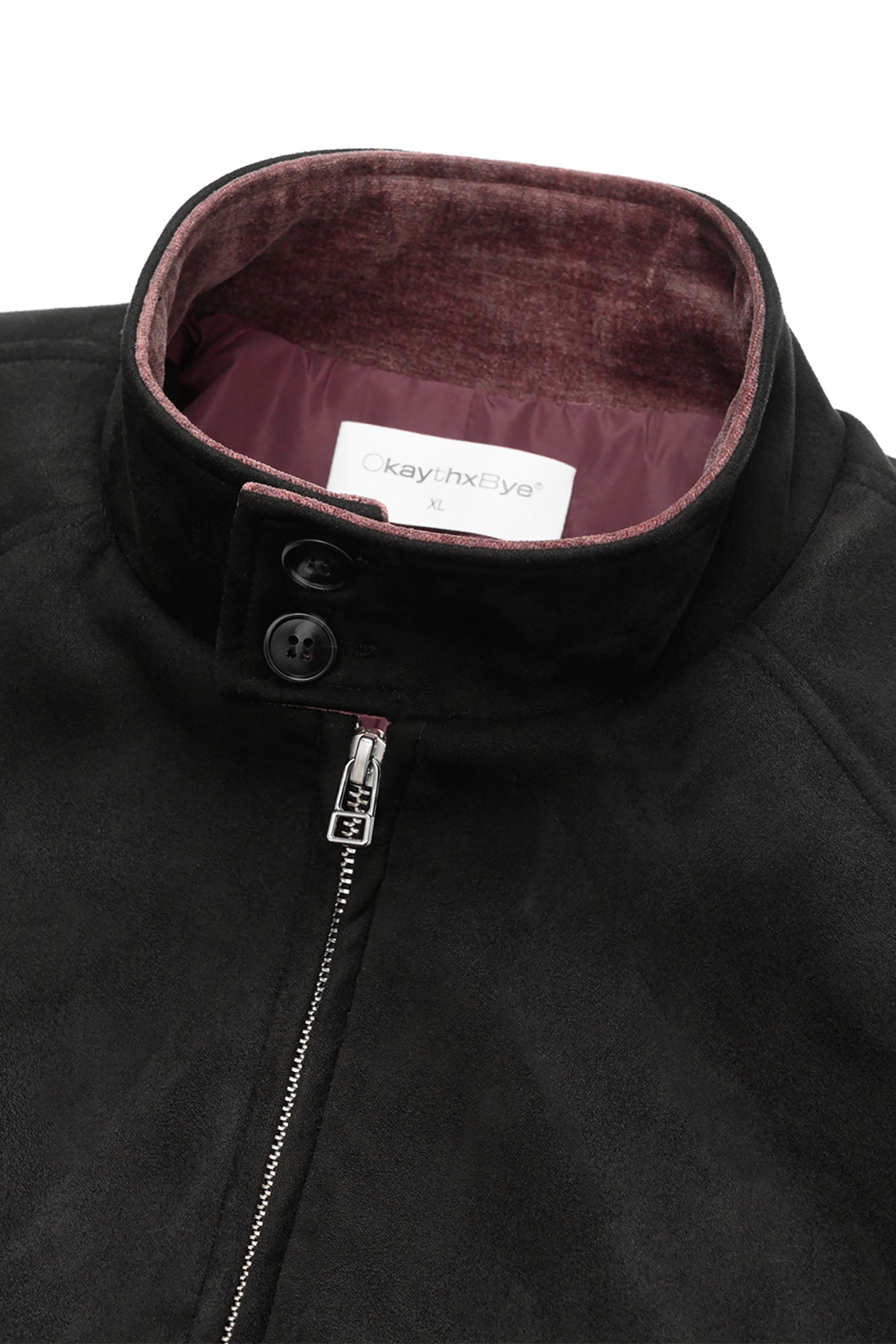 OKAYTHXBYE Contrast Collar Suede Jacket