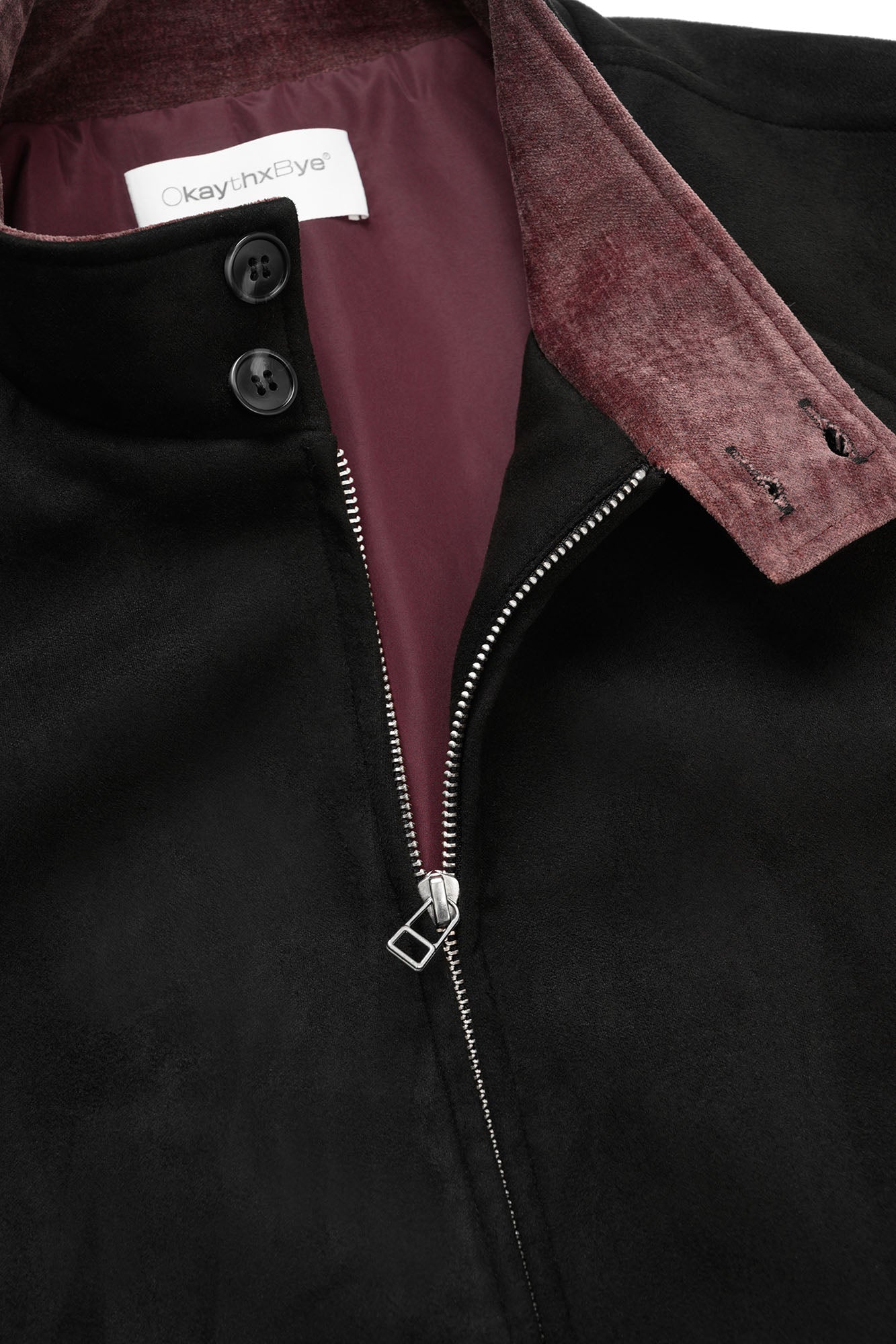 OKAYTHXBYE Contrast Collar Suede Jacket