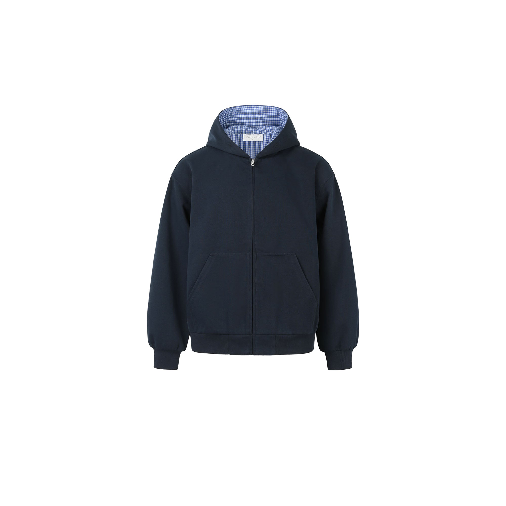 OKAYTHXBYE Houndstooth-Lined Zip-Up Hooded Jacket, premium urban and streetwear designers apparel on PROJECTISR.com, OKAYTHXBYE