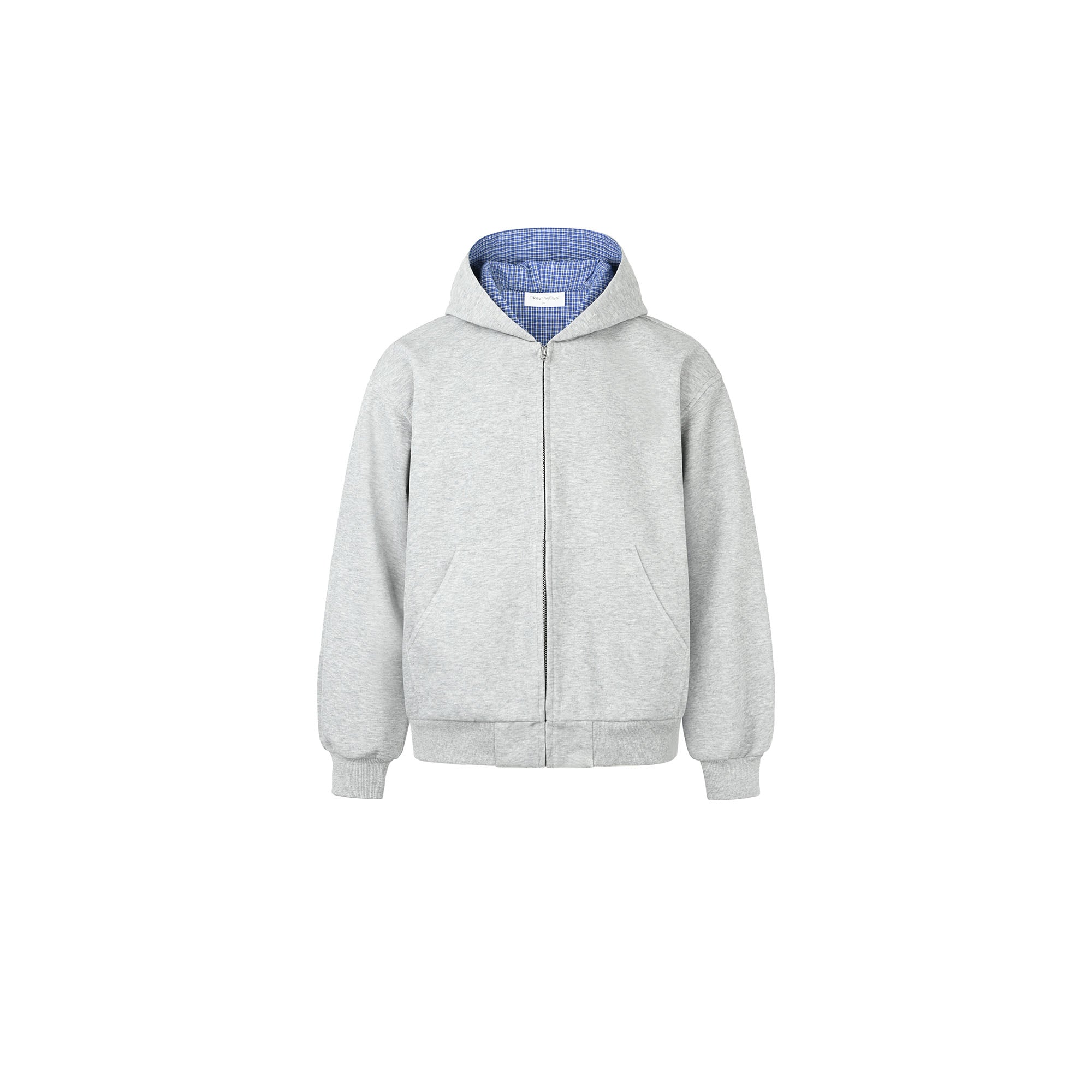 OKAYTHXBYE Houndstooth-Lined Zip-Up Hooded Jacket, premium urban and streetwear designers apparel on PROJECTISR.com, OKAYTHXBYE