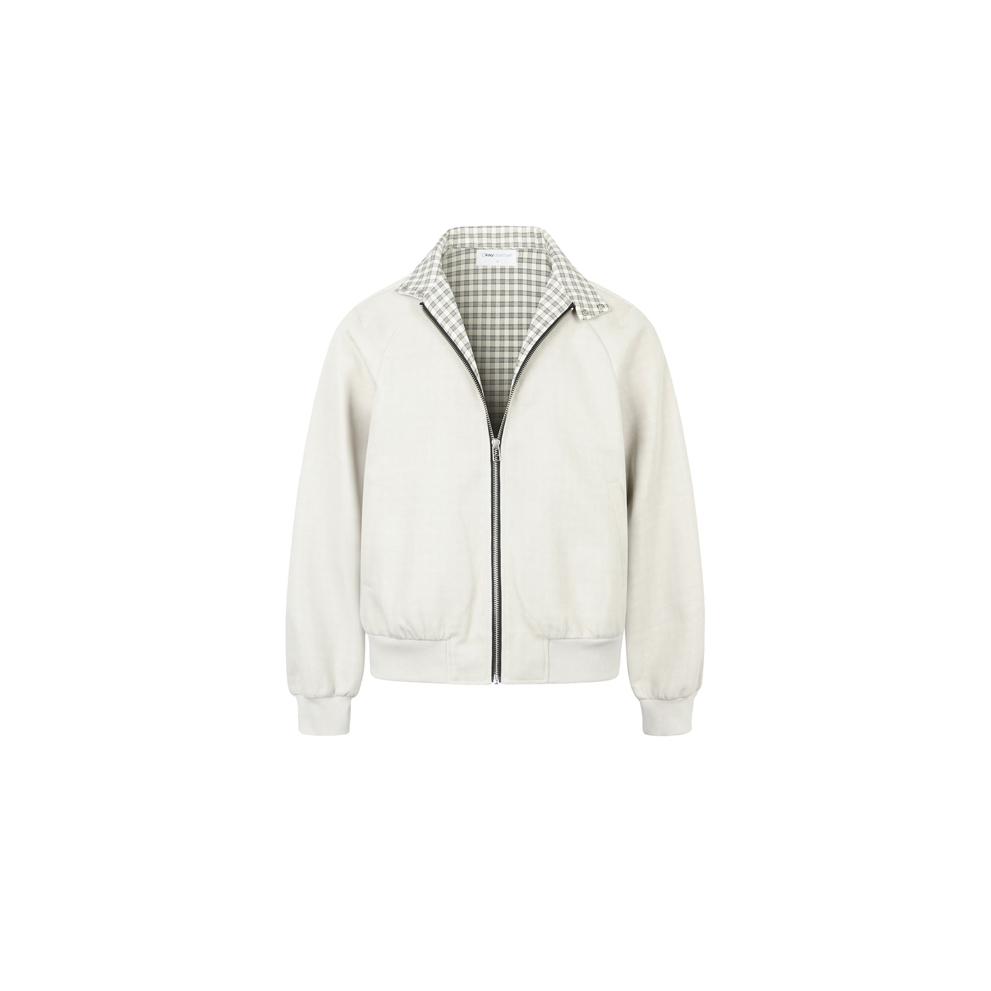 OKAYTHXBYE Checker-Lined Harrington Jacket, premium urban and streetwear designers apparel on PROJECTISR.com, OKAYTHXBYE