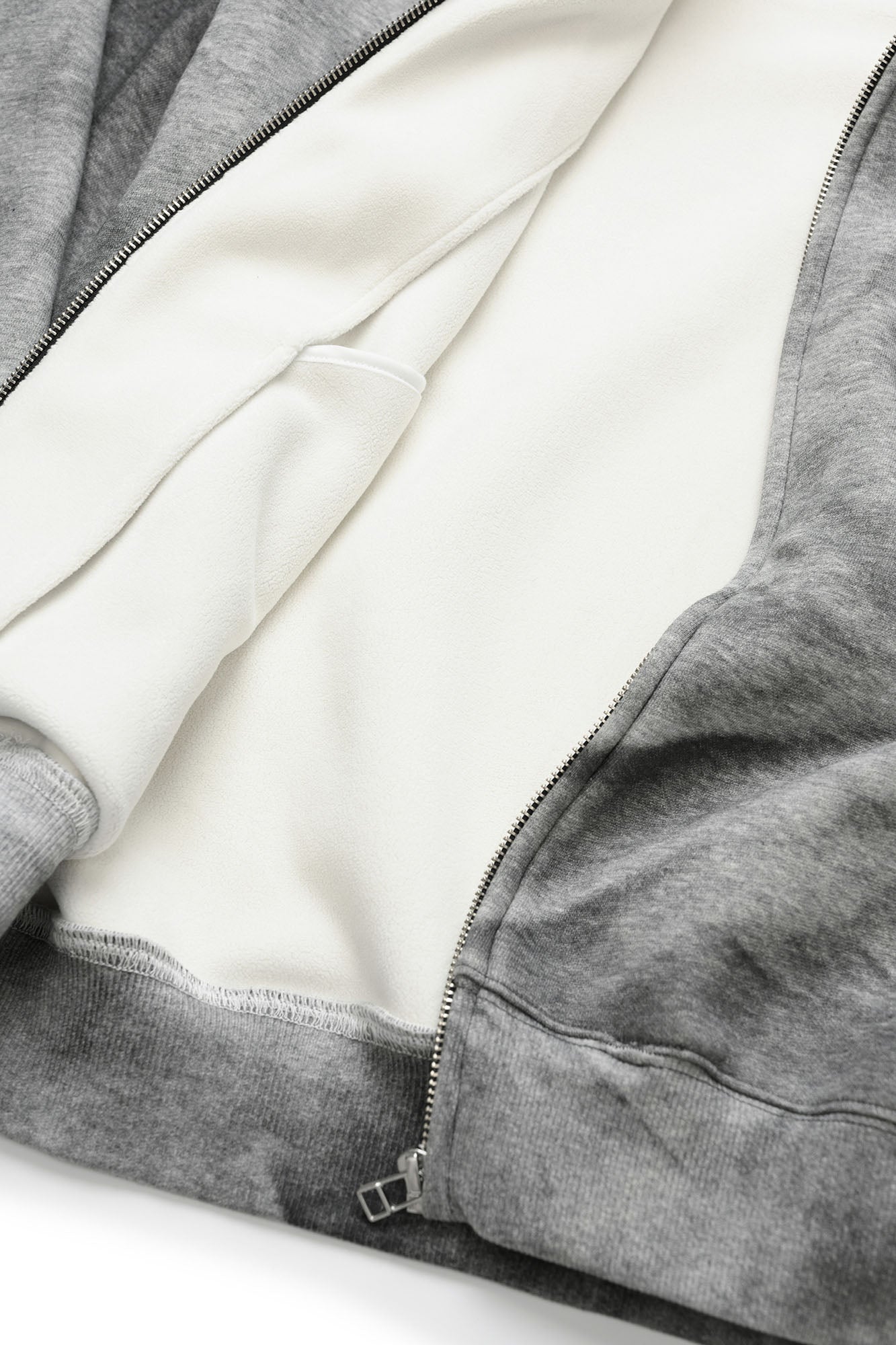 OKAYTHXBYE Essential Sherpa-Lined Boxy Zip Hoodie