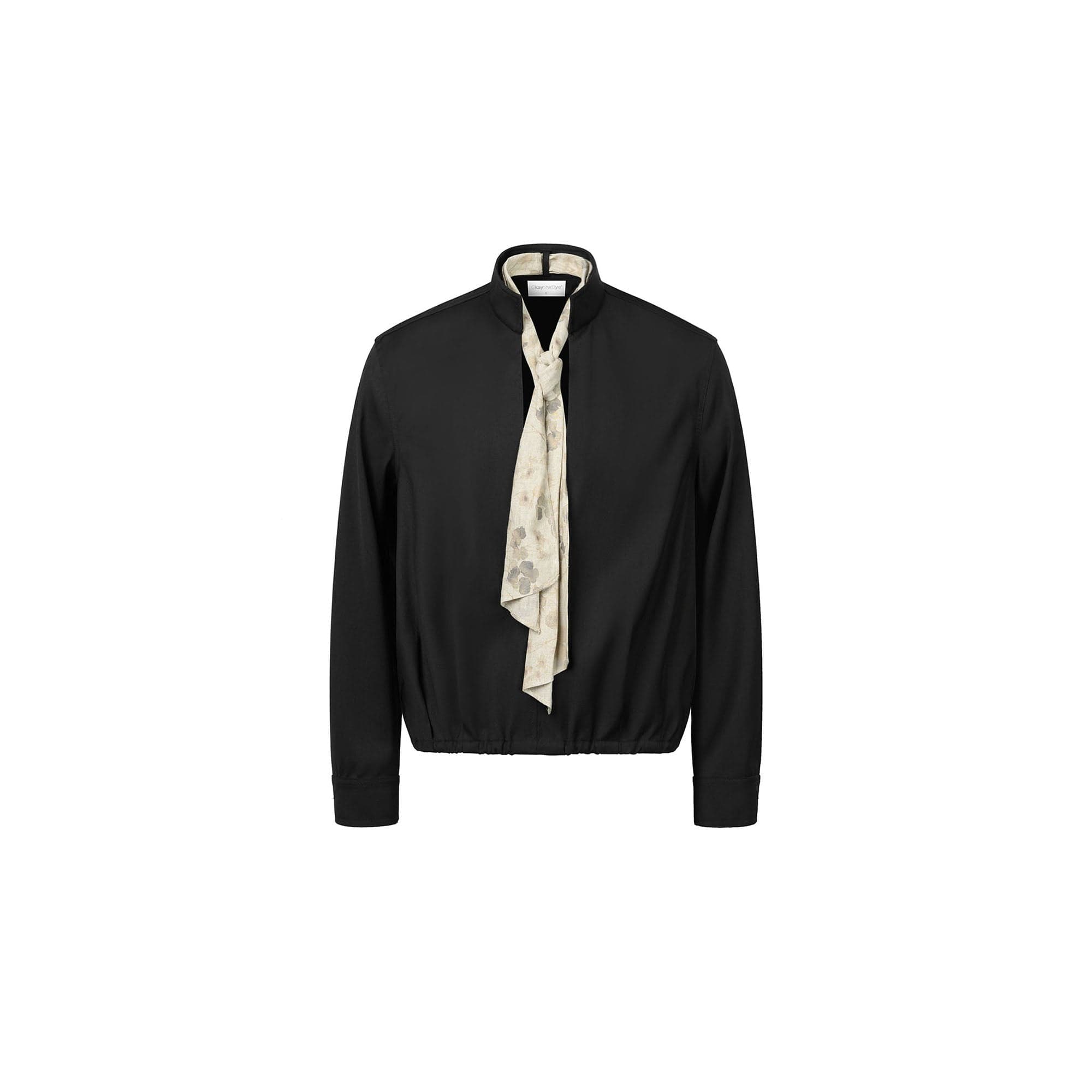 OKAYTHXBYE Multi-Wear Floral Scarf Mandarin Collar Shirt, premium urban and streetwear designers apparel on PROJECTISR.com, OKAYTHXBYE