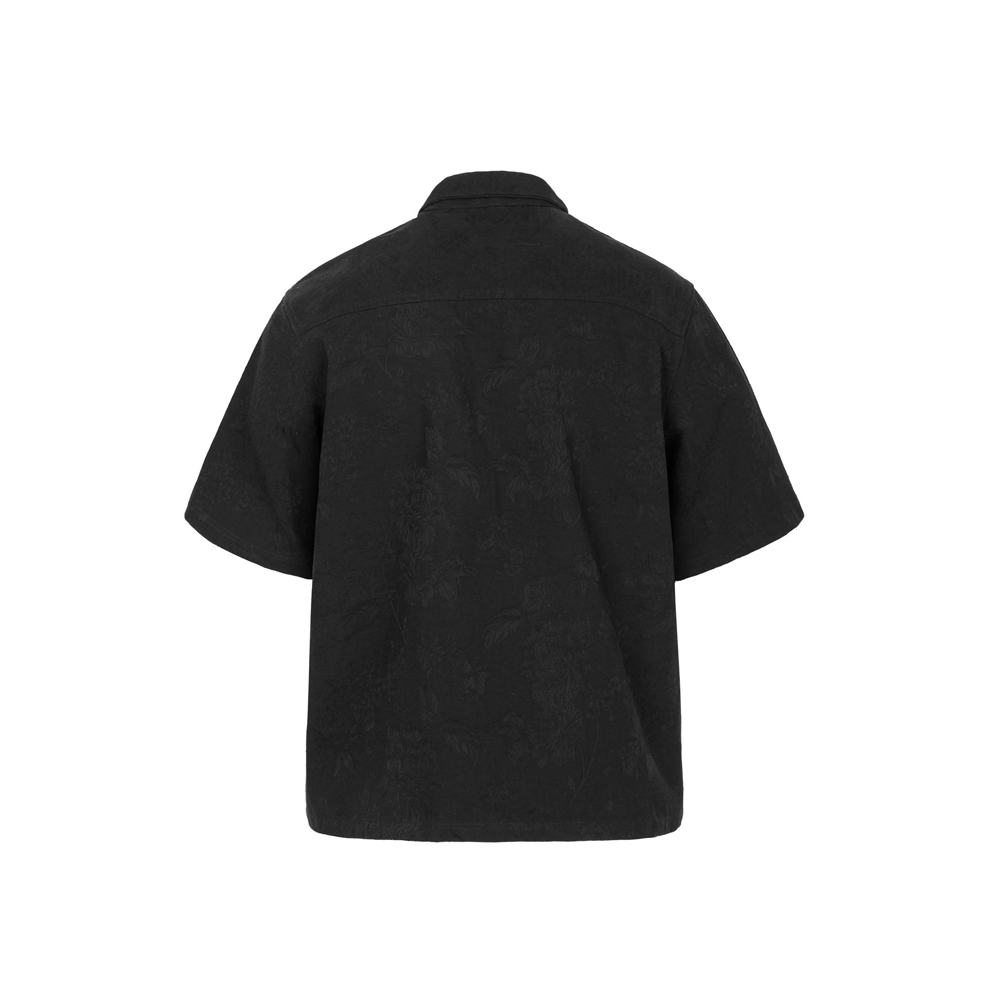 OKAYTHXBYE Floral Embossed Stand Collar Shirt
