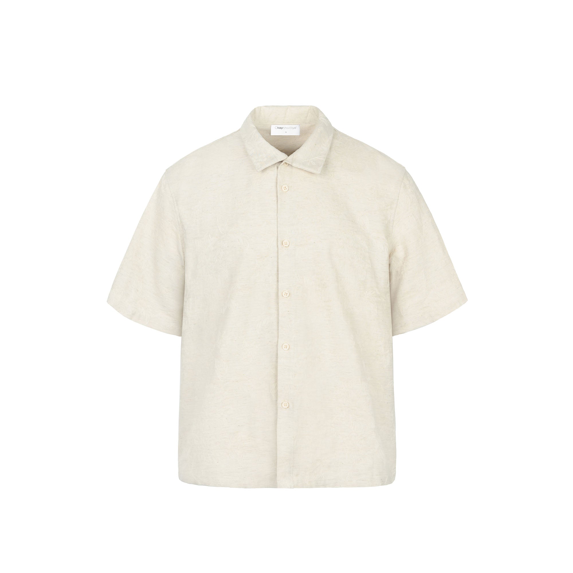OKAYTHXBYE Floral Embossed Stand Collar Shirt