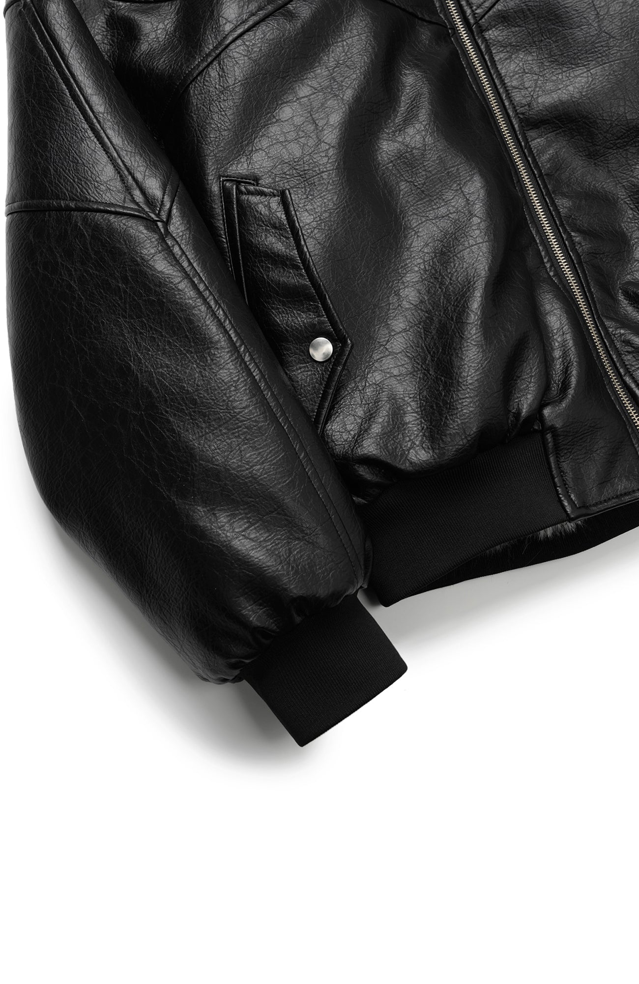 OKAYTHXBYE Faux Leather Fur-Lined Bomber