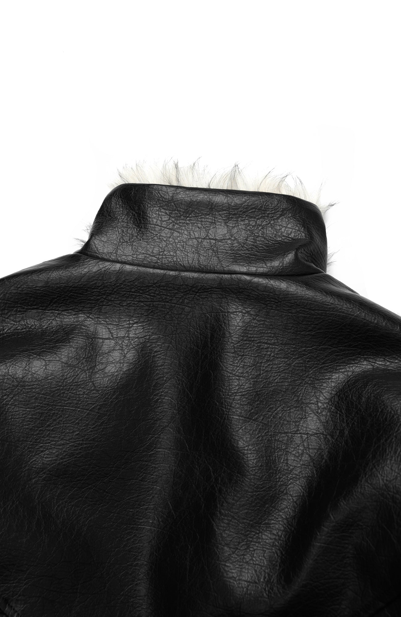 OKAYTHXBYE Faux Leather Fur-Lined Bomber