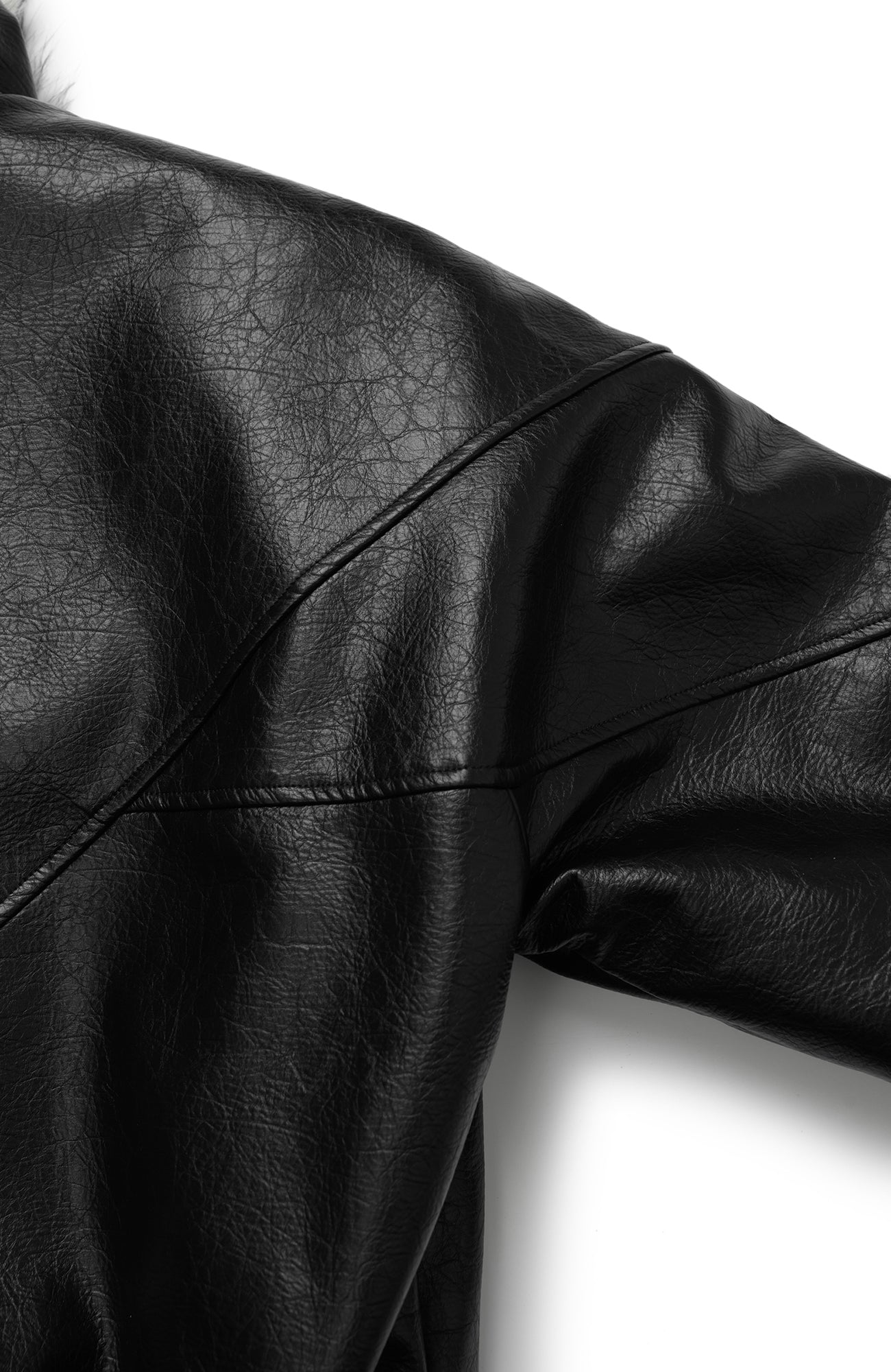 OKAYTHXBYE Faux Leather Fur-Lined Bomber