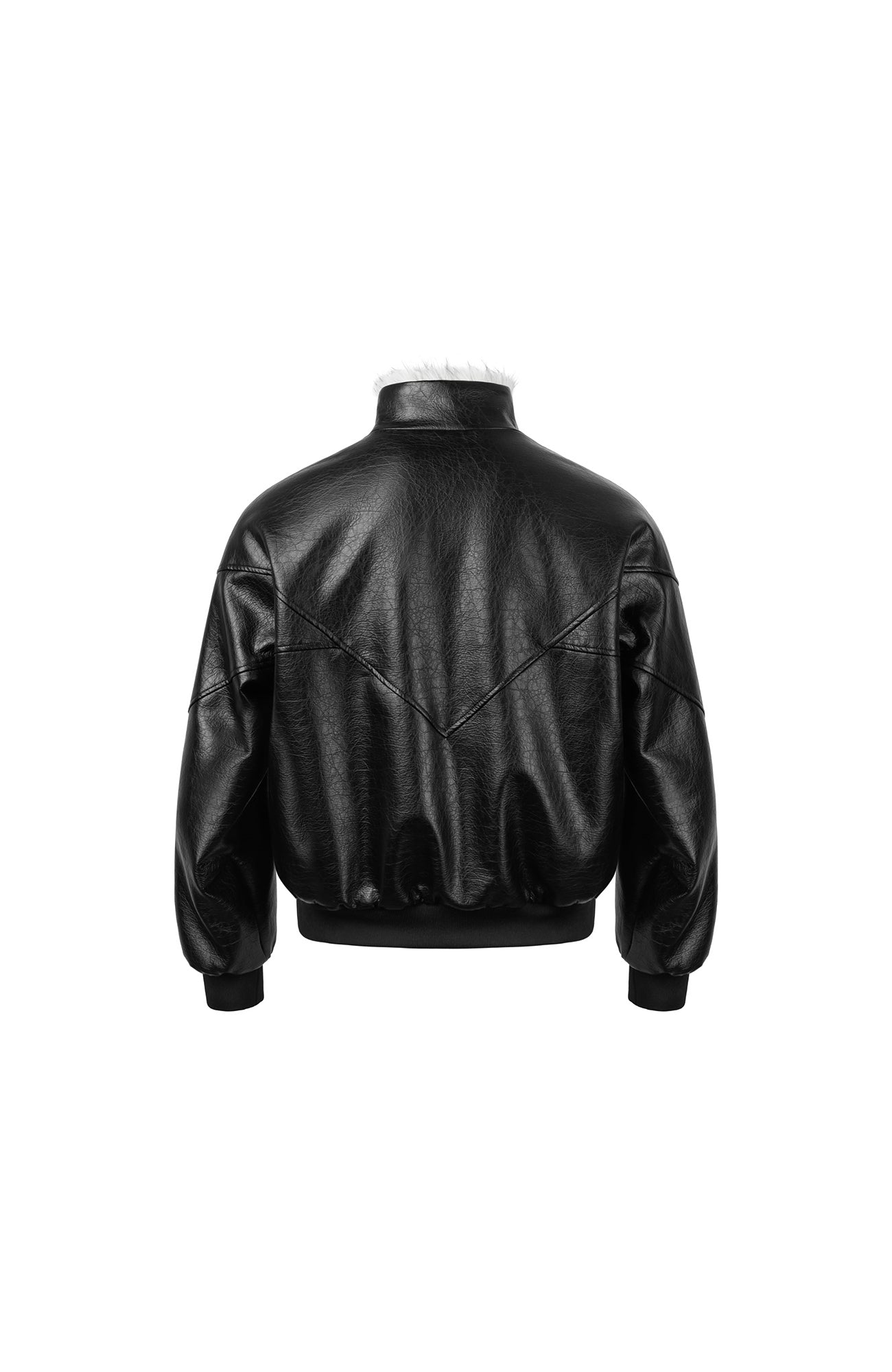 OKAYTHXBYE Faux Leather Fur-Lined Bomber