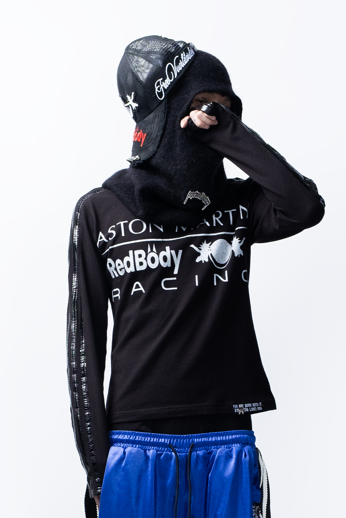 FVVO Parody Logo Slim-Fit Long Sleeve Tee, premium urban and streetwear designers apparel on PROJECTISR.com, FVVO