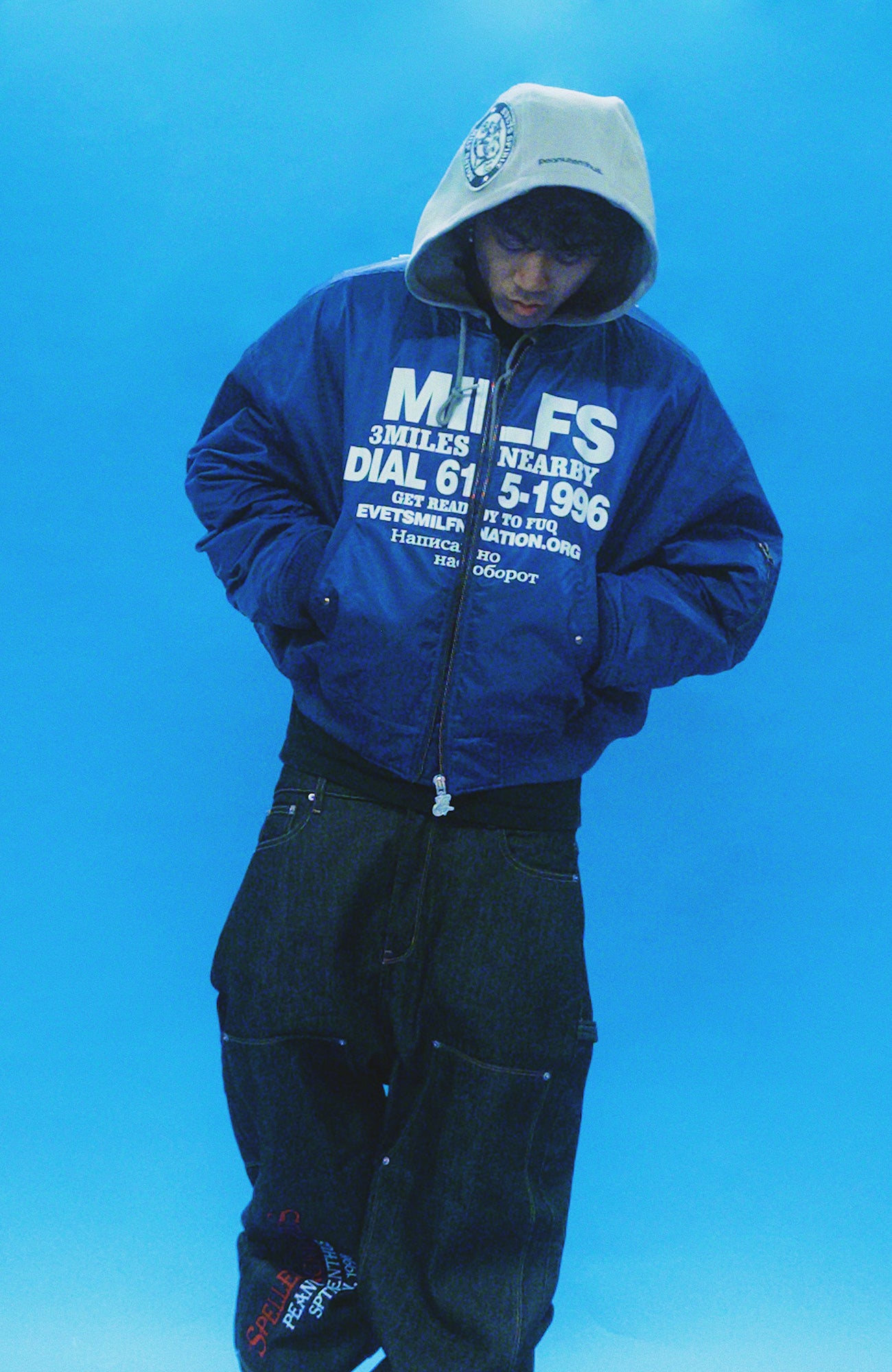 EVETS Graphic Cropped Hooded Bomber, premium urban and streetwear designers apparel on PROJECTISR.com, EVETS