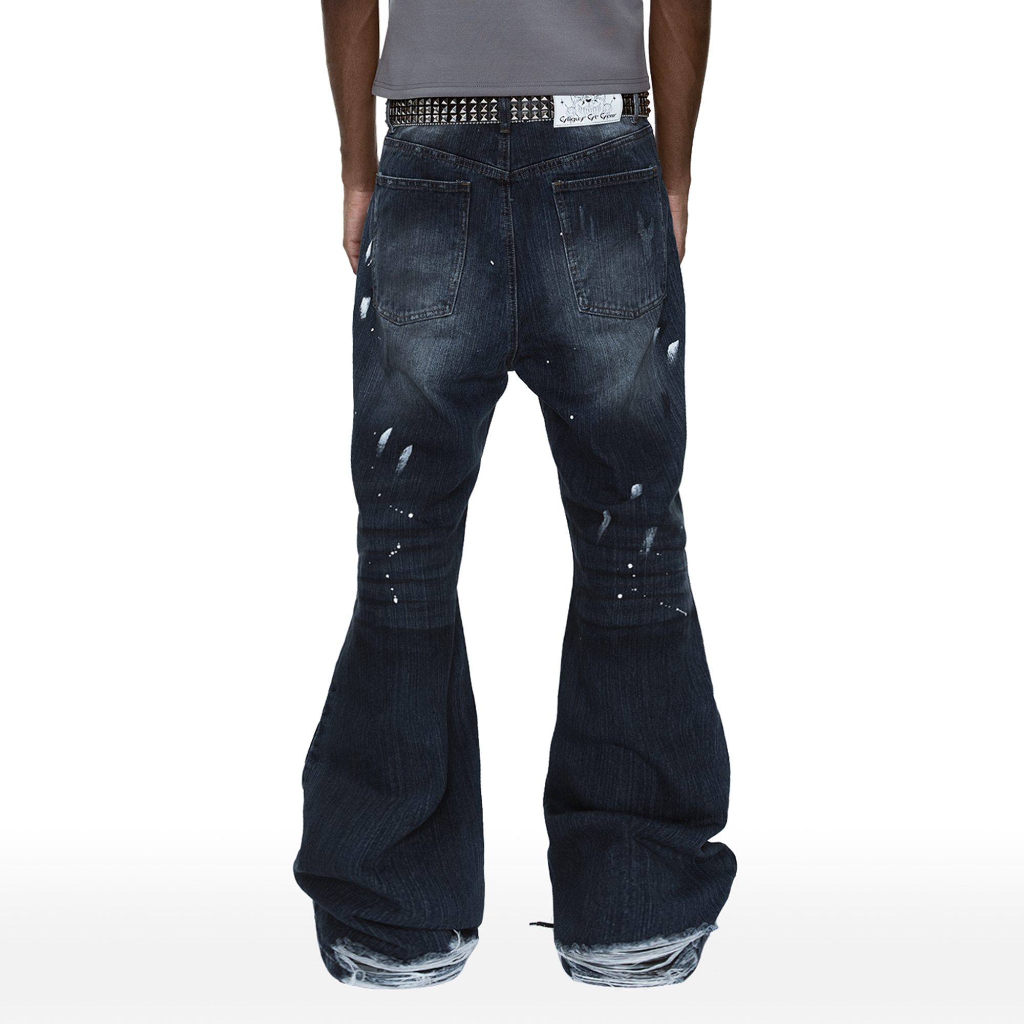 CYCYCY Retro Washed Distressed Flared Jeans