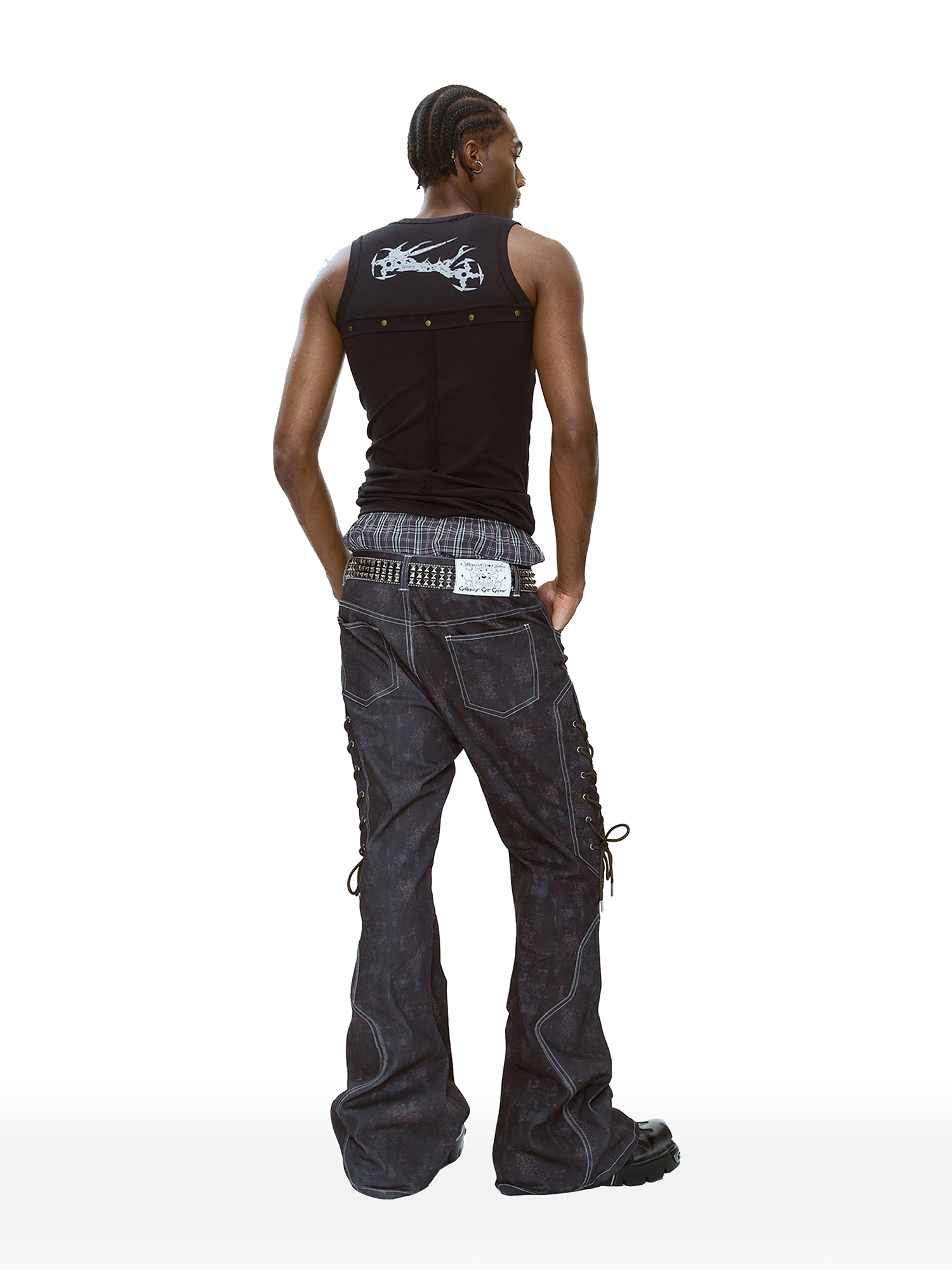 CYCYCY Wasteland Leopard Drawcord Flared Jeans