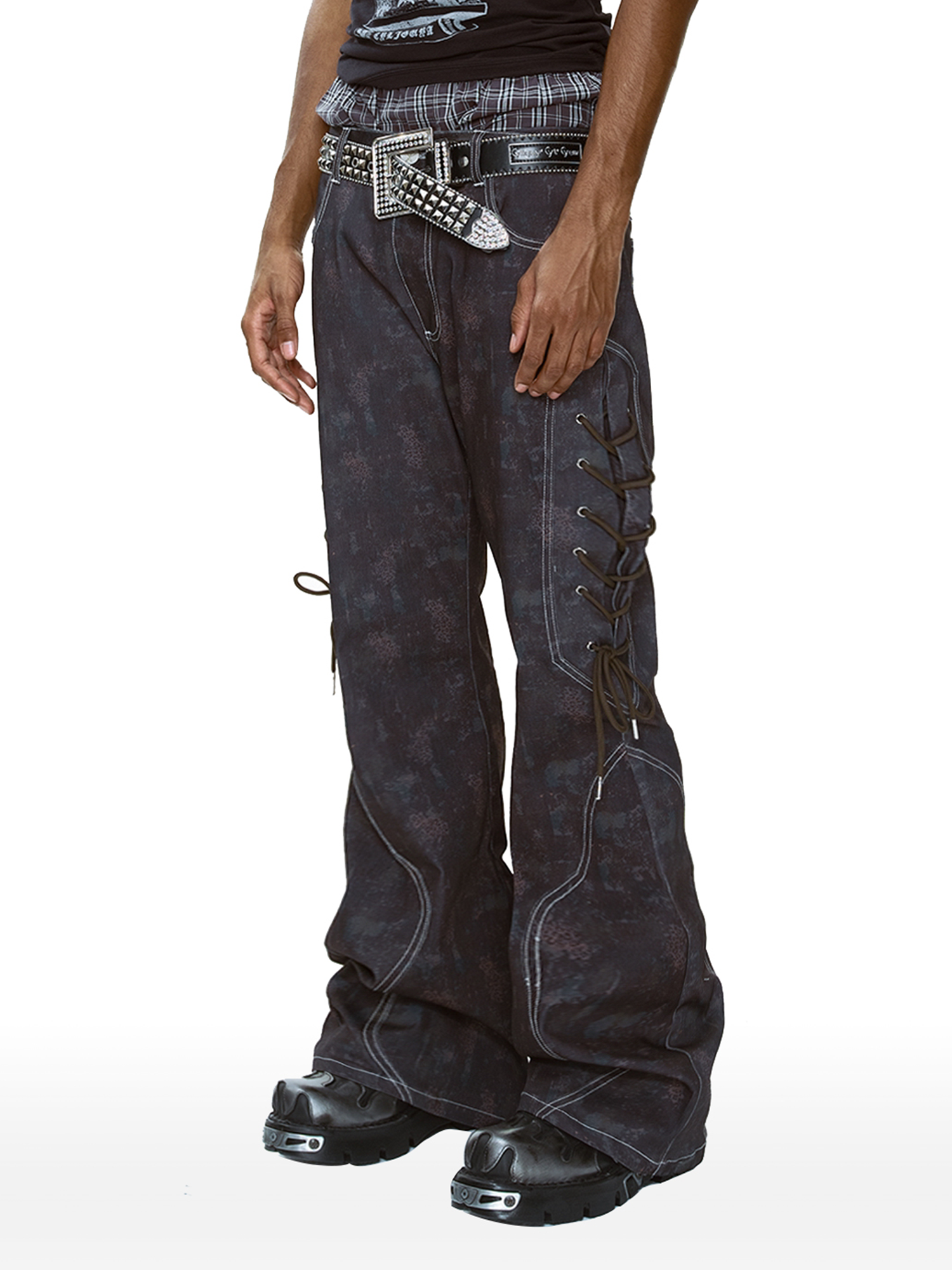 CYCYCY Wasteland Leopard Drawcord Flared Jeans