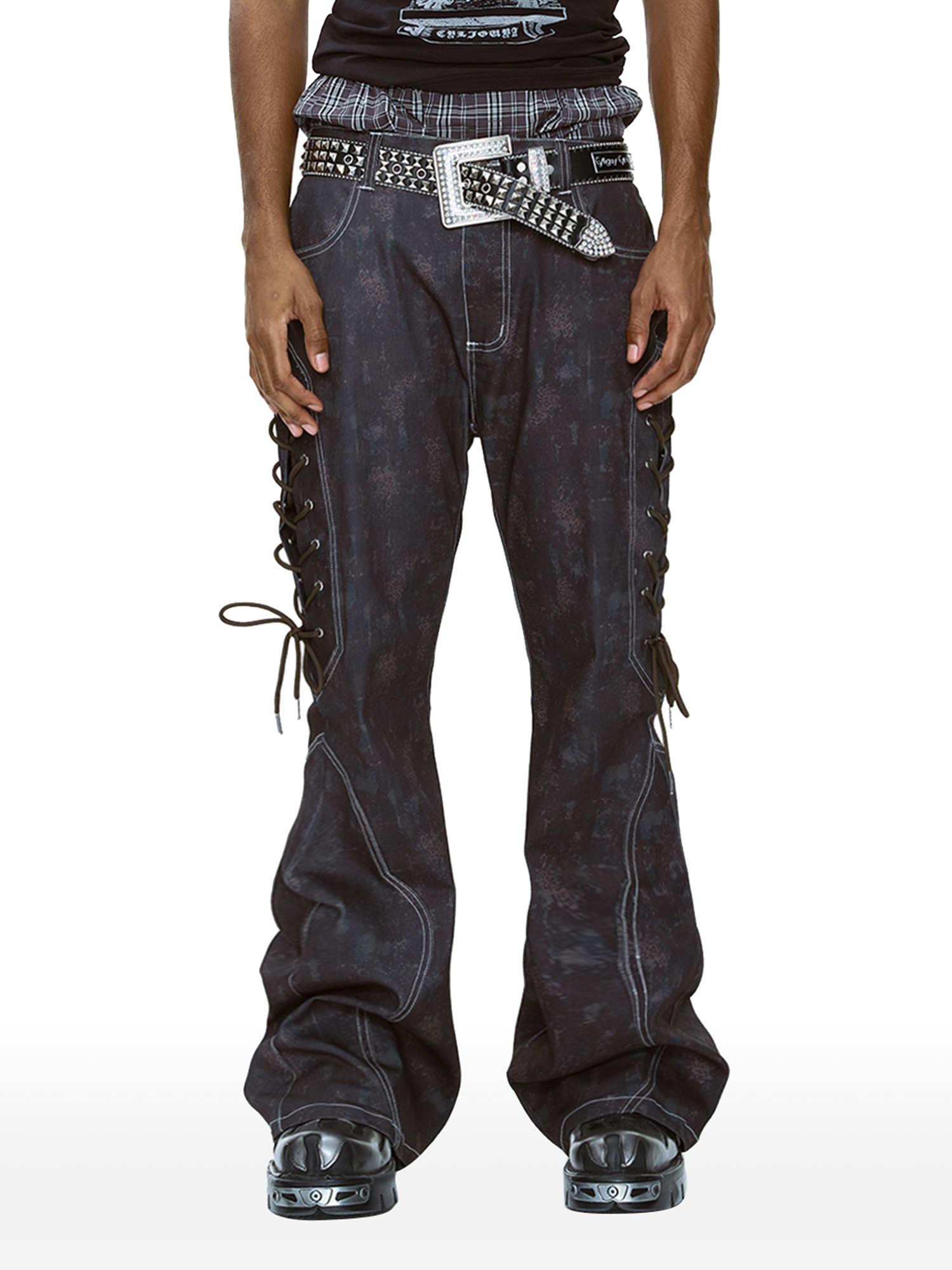 CYCYCY Wasteland Leopard Drawcord Flared Jeans