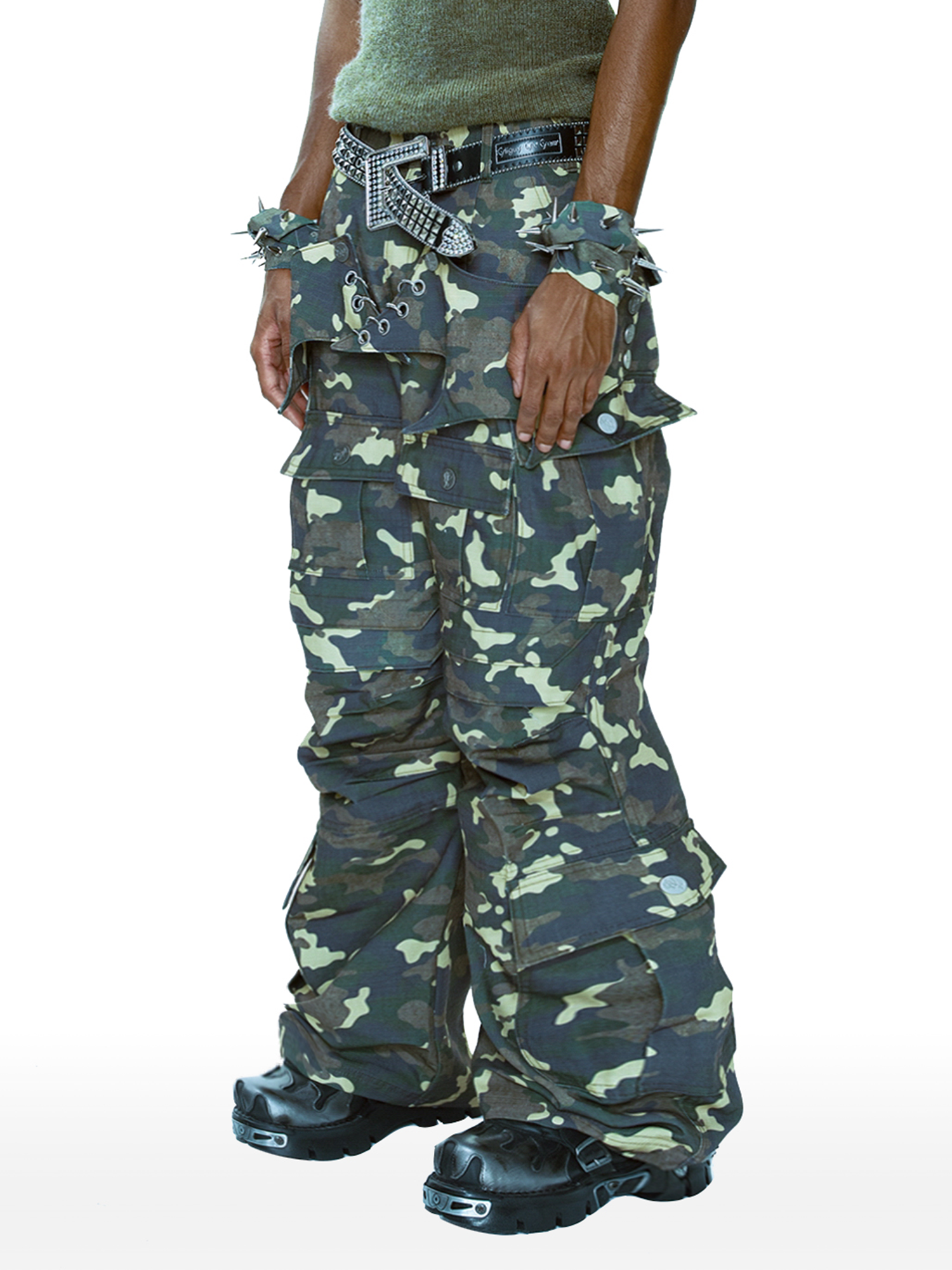 CYCYCY Camo Wide-Leg Cargo Pants