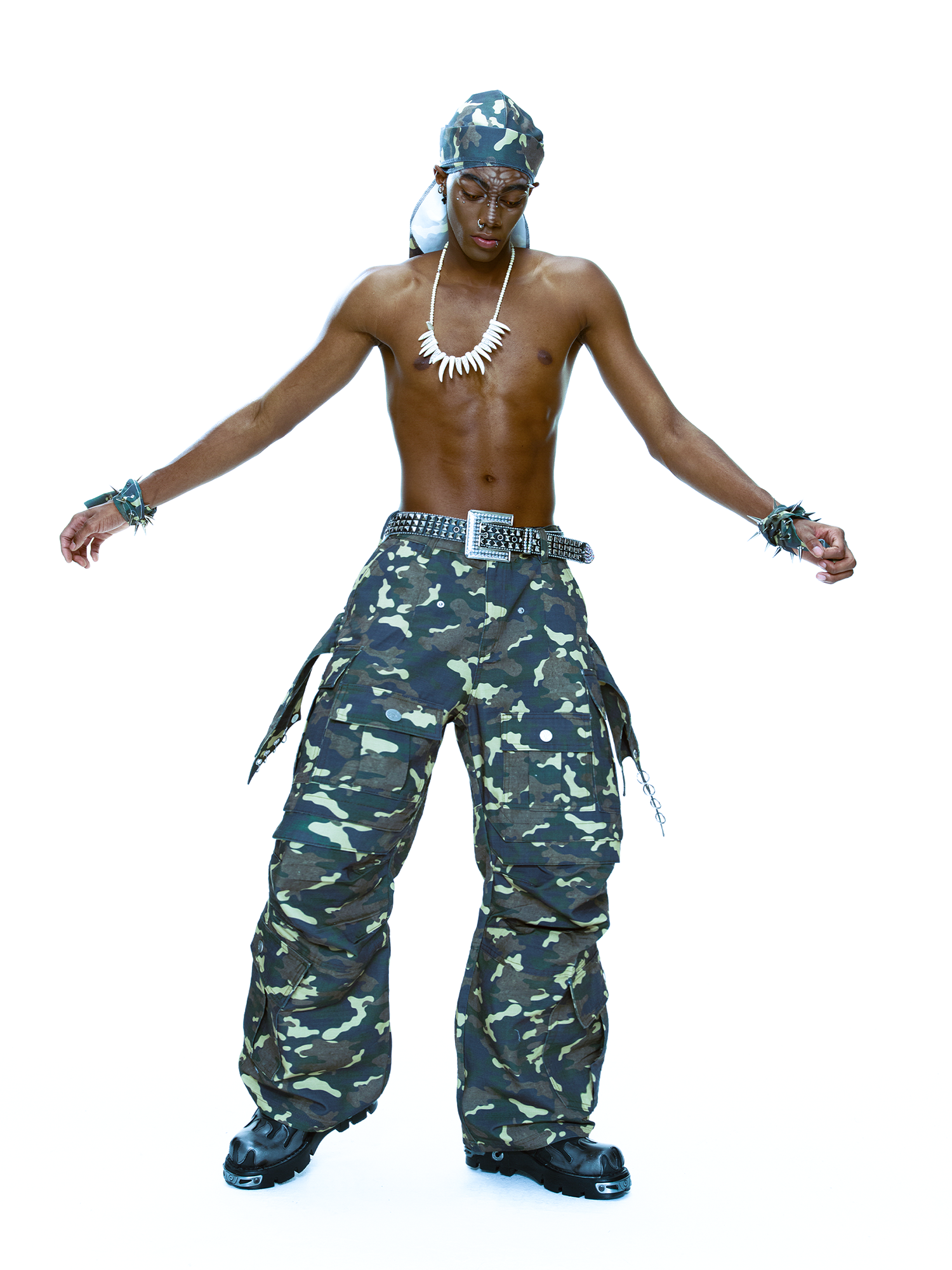 CYCYCY Camo Wide-Leg Cargo Pants