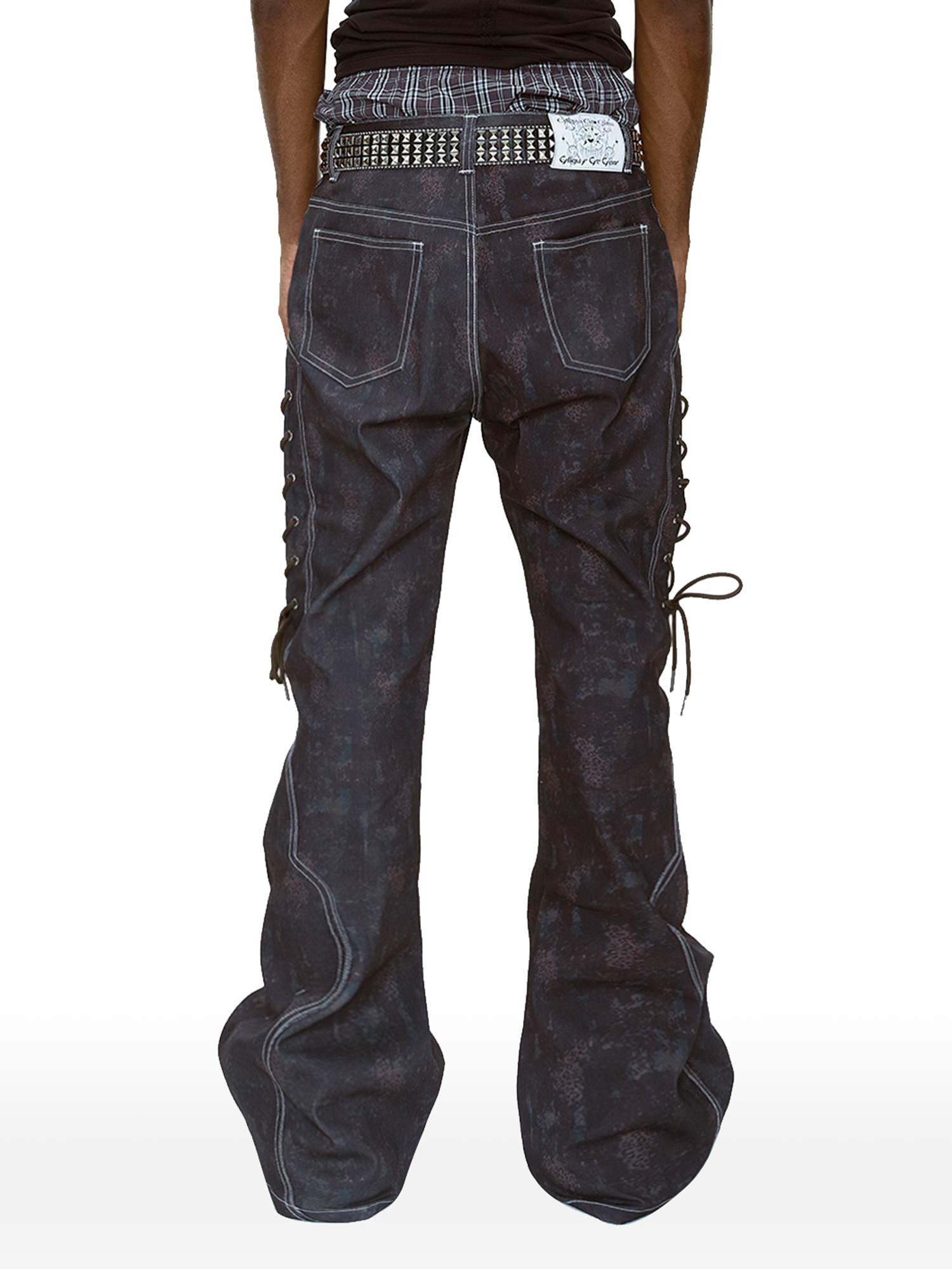 CYCYCY Wasteland Leopard Drawcord Flared Jeans