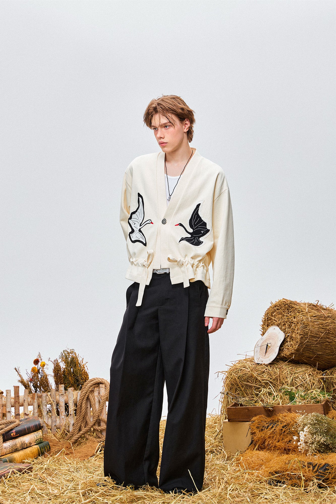 OIPWORD Swan Appliqué Drawstring Jacket, premium urban and streetwear designers apparel on PROJECTISR.com, OIPWORD
