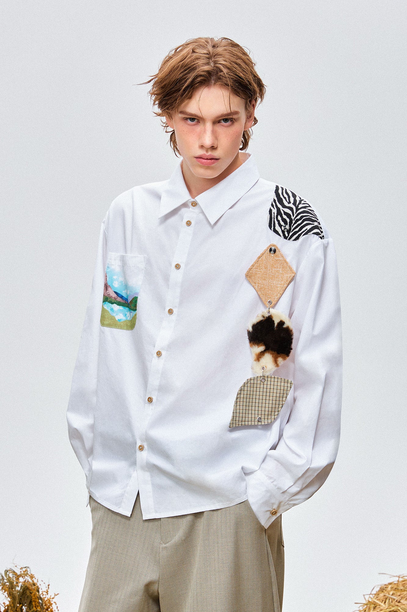 OIPWORD Detachable Patchwork Long-Sleeve Shirt, premium urban and streetwear designers apparel on PROJECTISR.com, OIPWORD