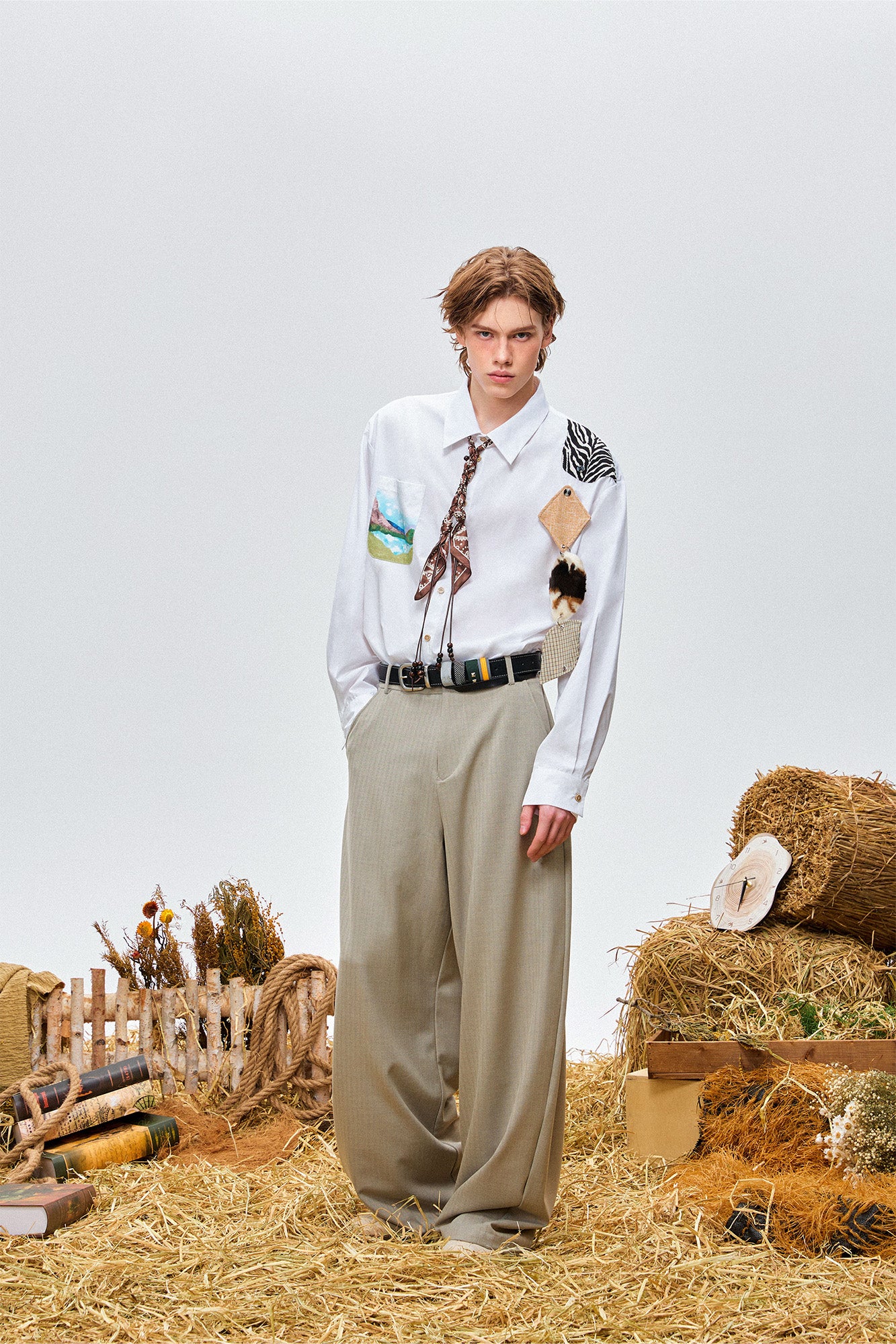 OIPWORD Detachable Patchwork Long-Sleeve Shirt, premium urban and streetwear designers apparel on PROJECTISR.com, OIPWORD