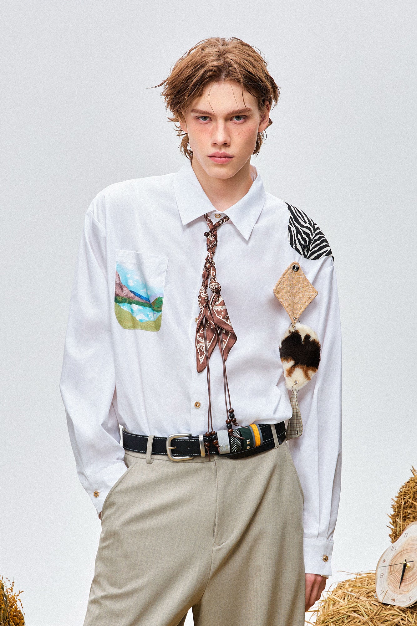 OIPWORD Detachable Patchwork Long-Sleeve Shirt, premium urban and streetwear designers apparel on PROJECTISR.com, OIPWORD