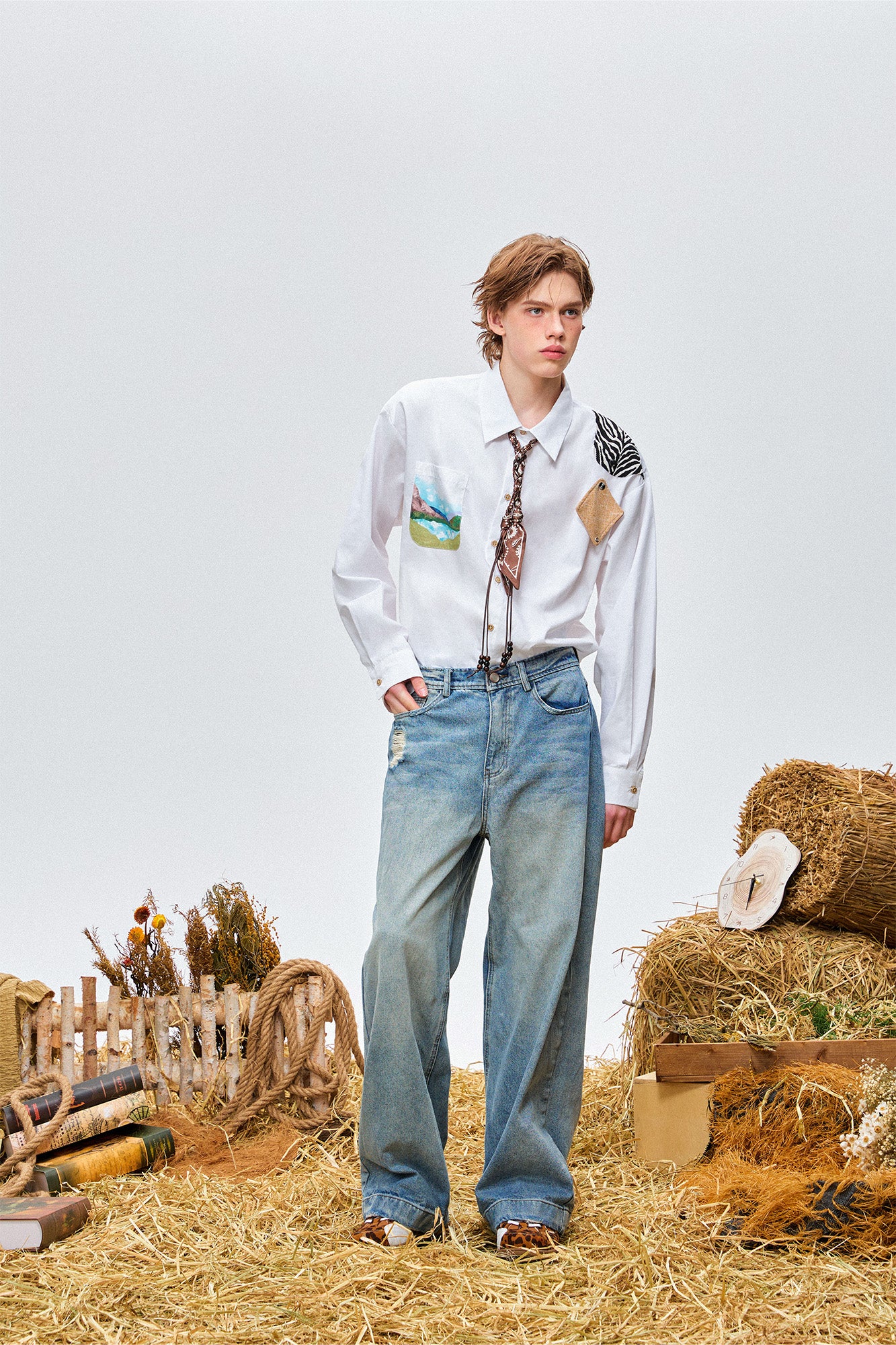 OIPWORD Detachable Patchwork Long-Sleeve Shirt, premium urban and streetwear designers apparel on PROJECTISR.com, OIPWORD