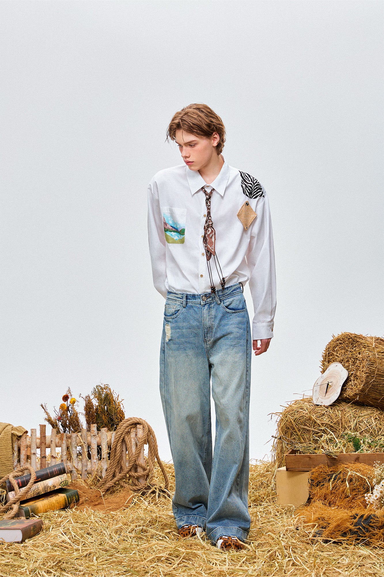 OIPWORD Detachable Patchwork Long-Sleeve Shirt, premium urban and streetwear designers apparel on PROJECTISR.com, OIPWORD