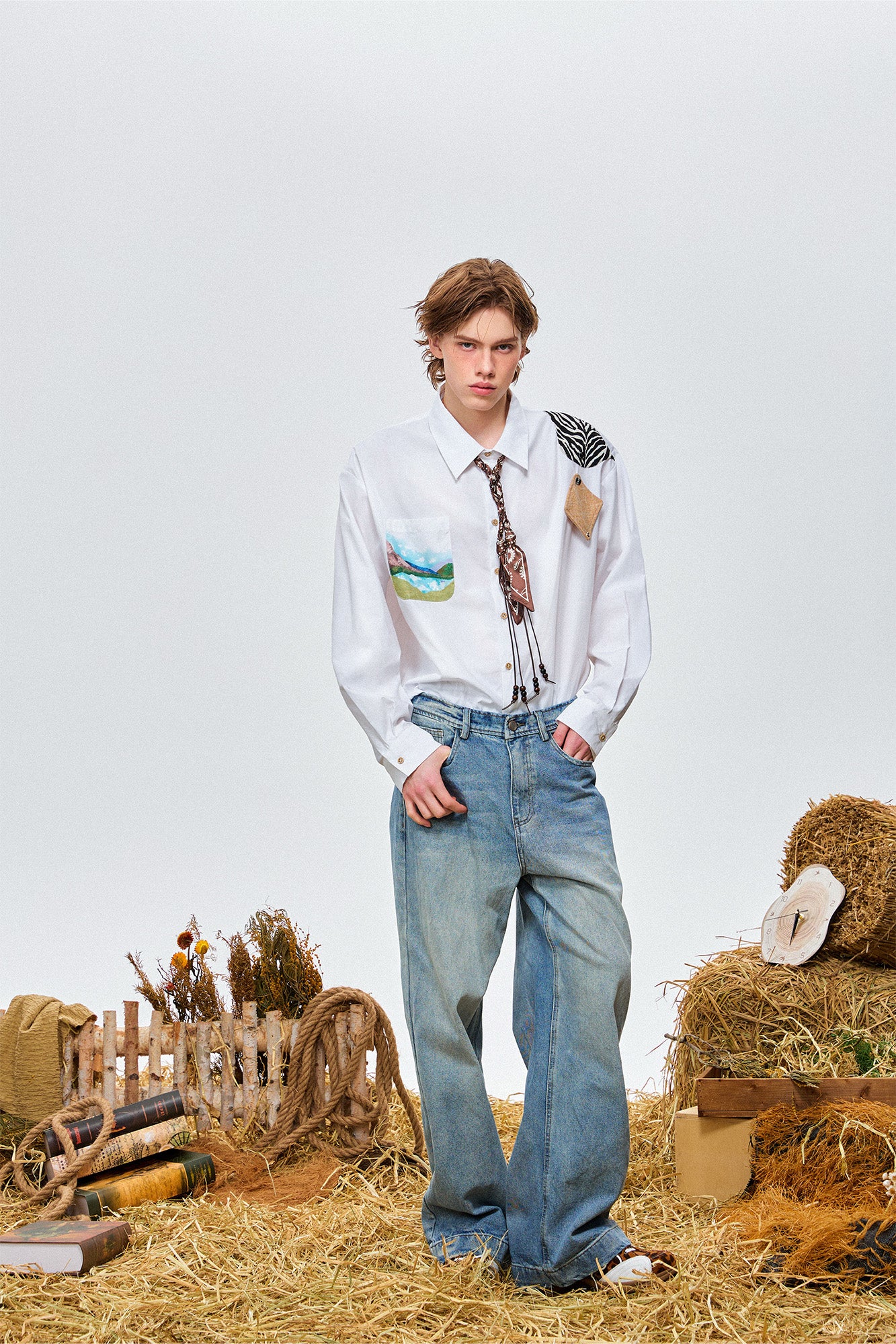 OIPWORD Detachable Patchwork Long-Sleeve Shirt, premium urban and streetwear designers apparel on PROJECTISR.com, OIPWORD