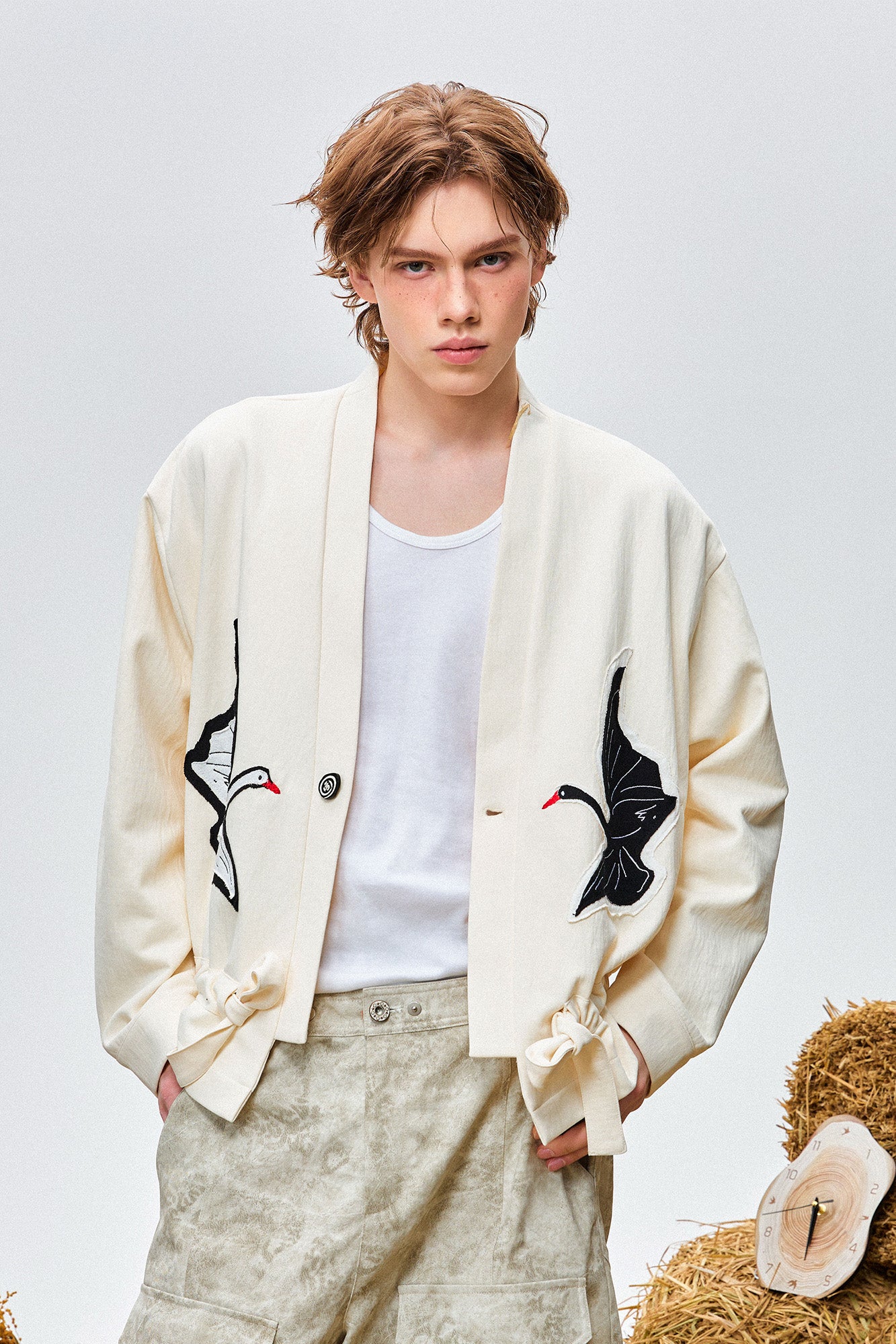 OIPWORD Swan Appliqué Drawstring Jacket, premium urban and streetwear designers apparel on PROJECTISR.com, OIPWORD