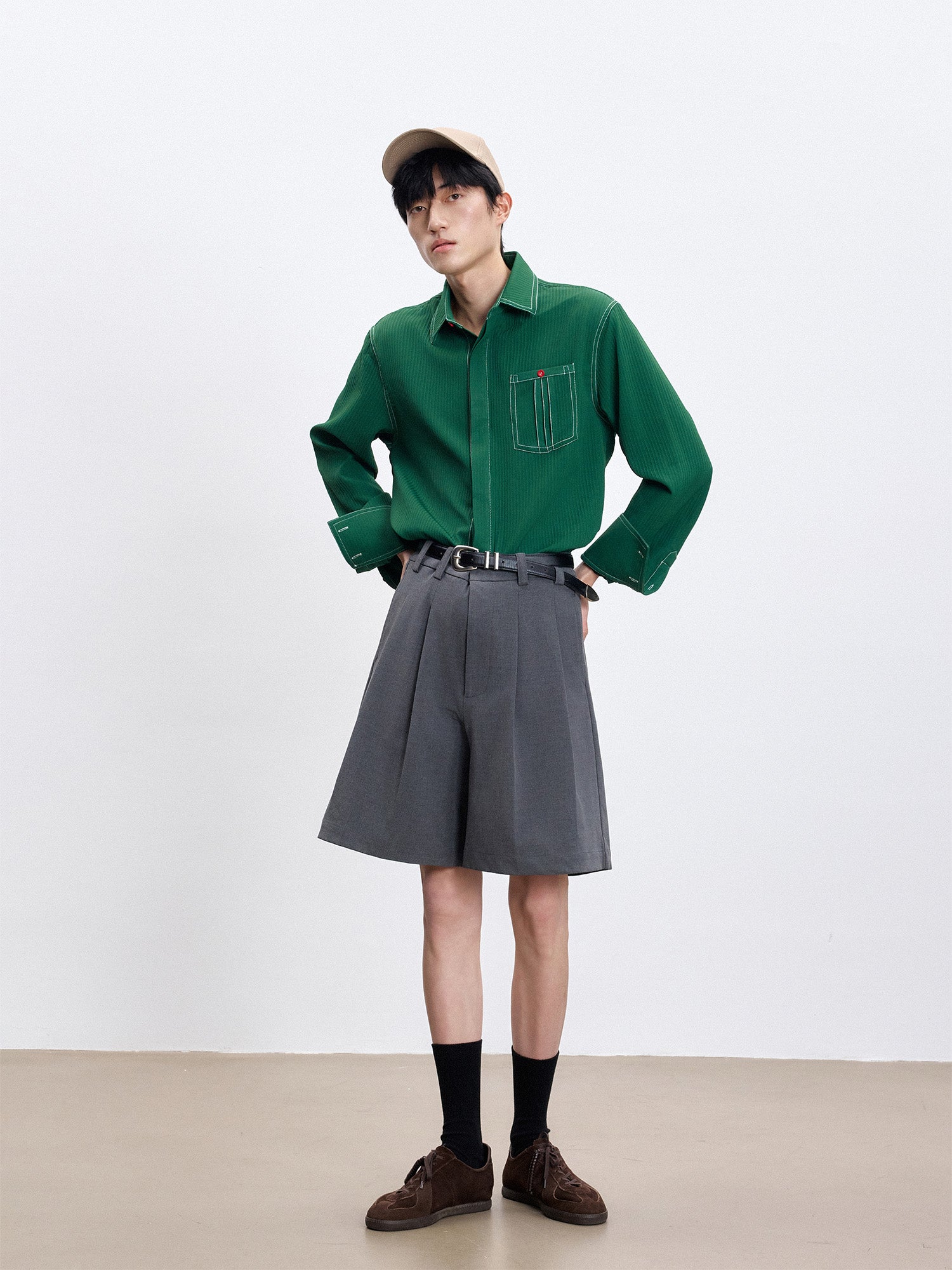 TUIMU Essential Contrast-Stitch Shirt, premium urban and streetwear designers apparel on PROJECTISR.com, TUIMU