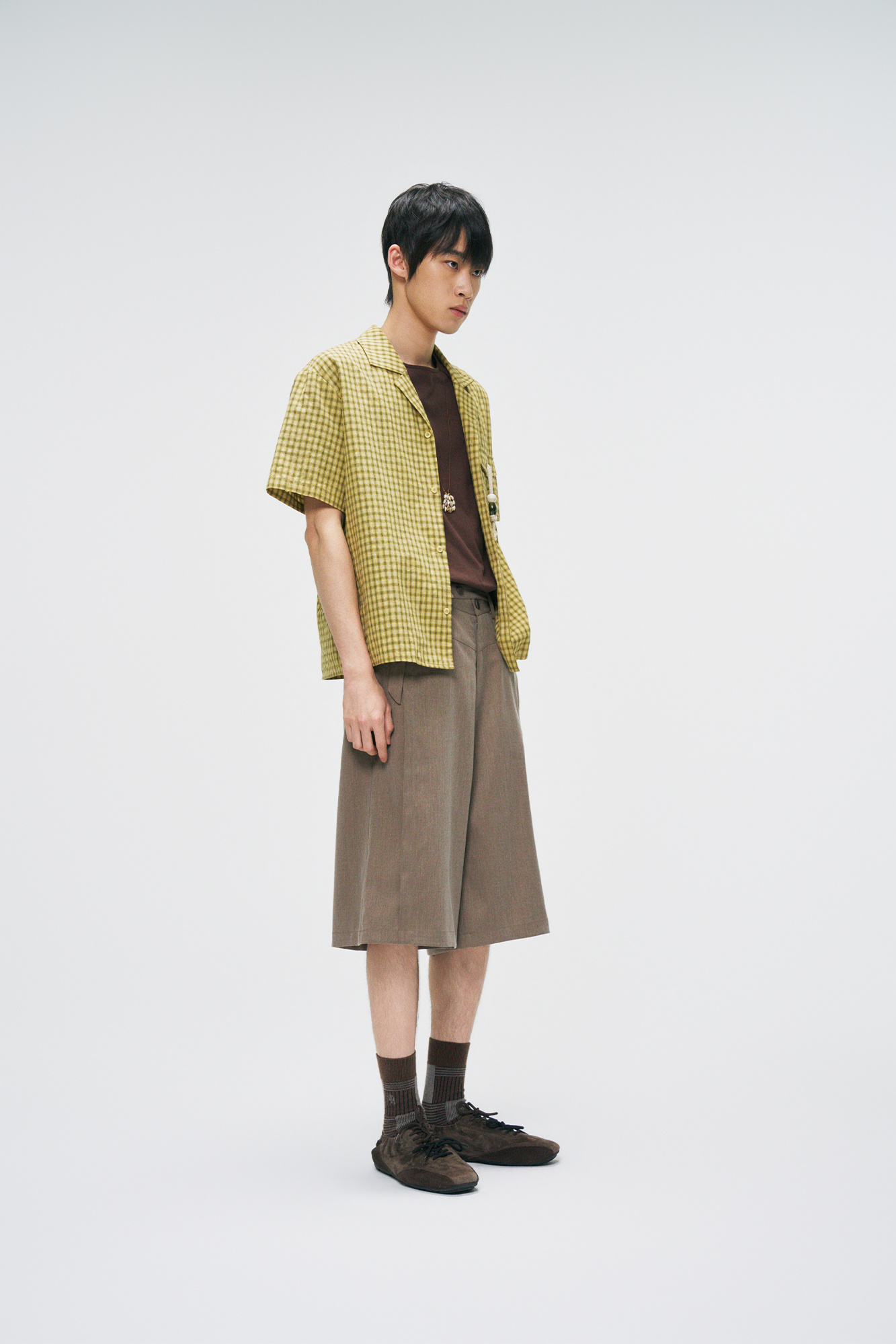 GONGHE REPUB Draped Belted Wool Shorts