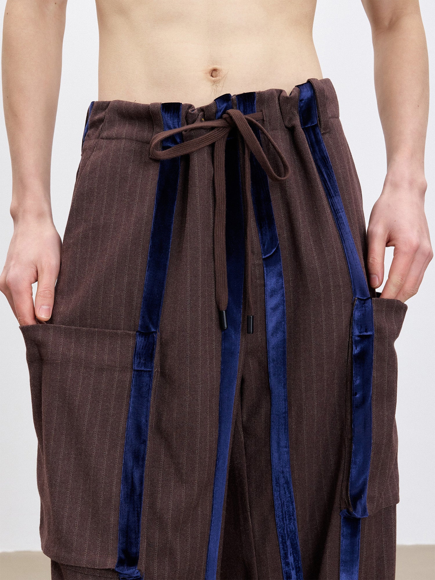 TUIMU Velvet Stripe Patch Cargo Pants, premium urban and streetwear designers apparel on PROJECTISR.com, TUIMU