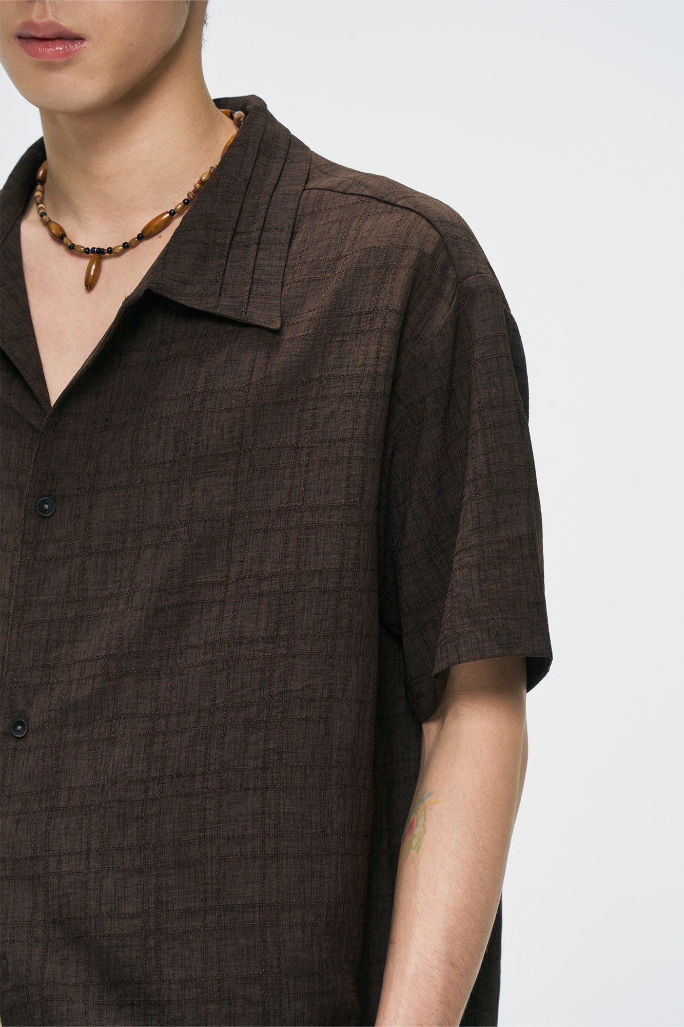 GONGHE REPUB Side-Tie Draped Half Shirt, premium urban and streetwear designers apparel on PROJECTISR.com, GONGHE REPUB
