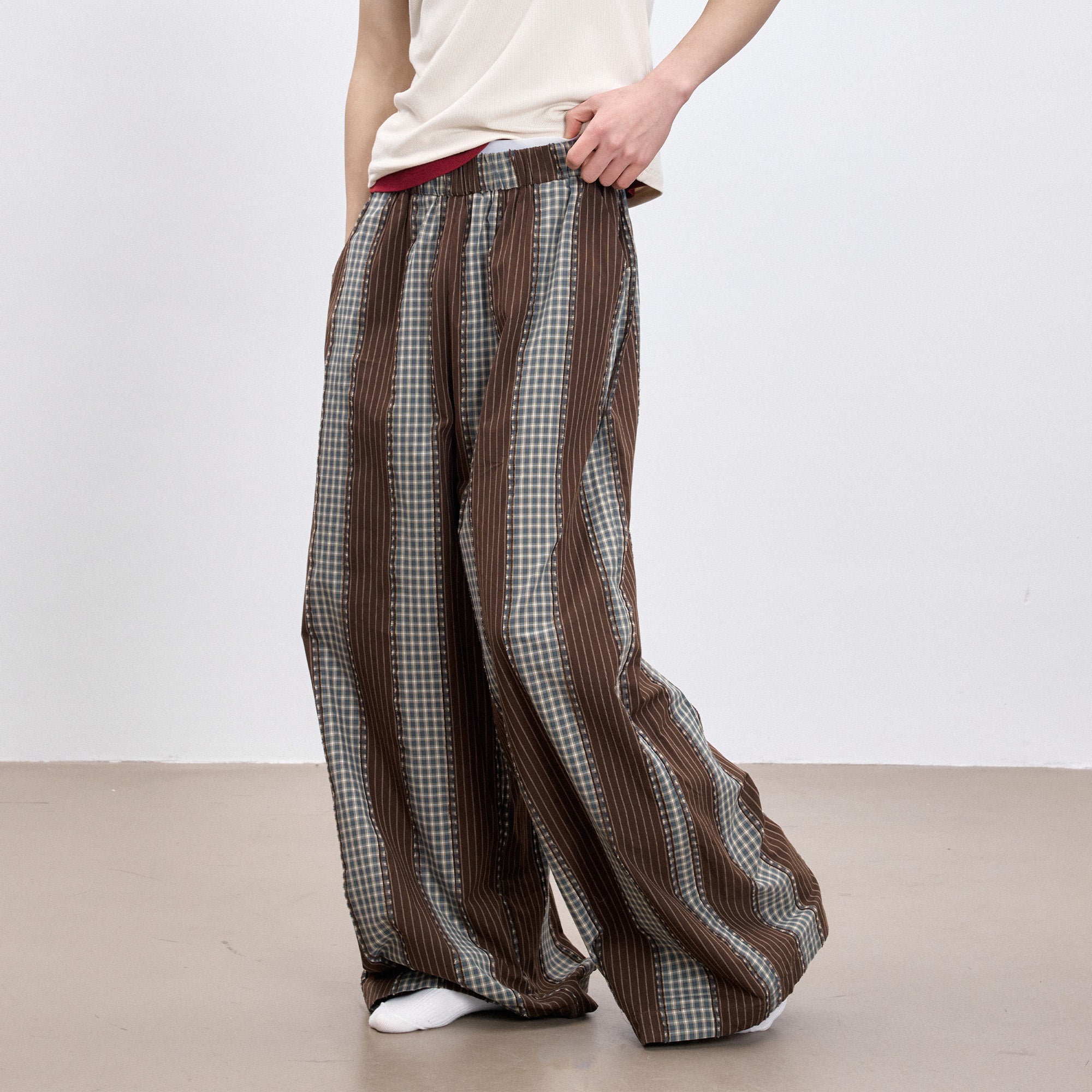 TUIMU Striped Wide-Leg Lounge Pants, premium urban and streetwear designers apparel on PROJECTISR.com, TUIMU