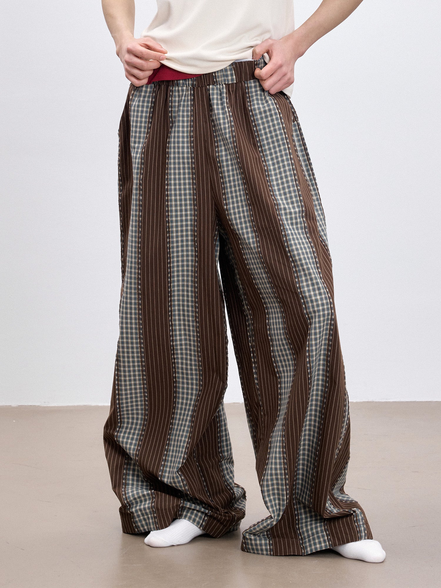 TUIMU Striped Wide-Leg Lounge Pants, premium urban and streetwear designers apparel on PROJECTISR.com, TUIMU