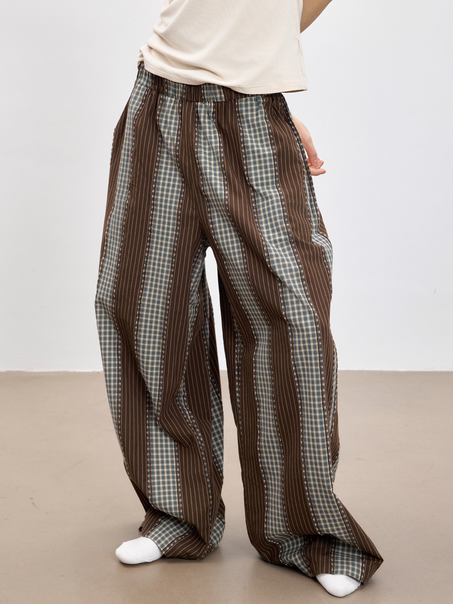 TUIMU Striped Wide-Leg Lounge Pants, premium urban and streetwear designers apparel on PROJECTISR.com, TUIMU