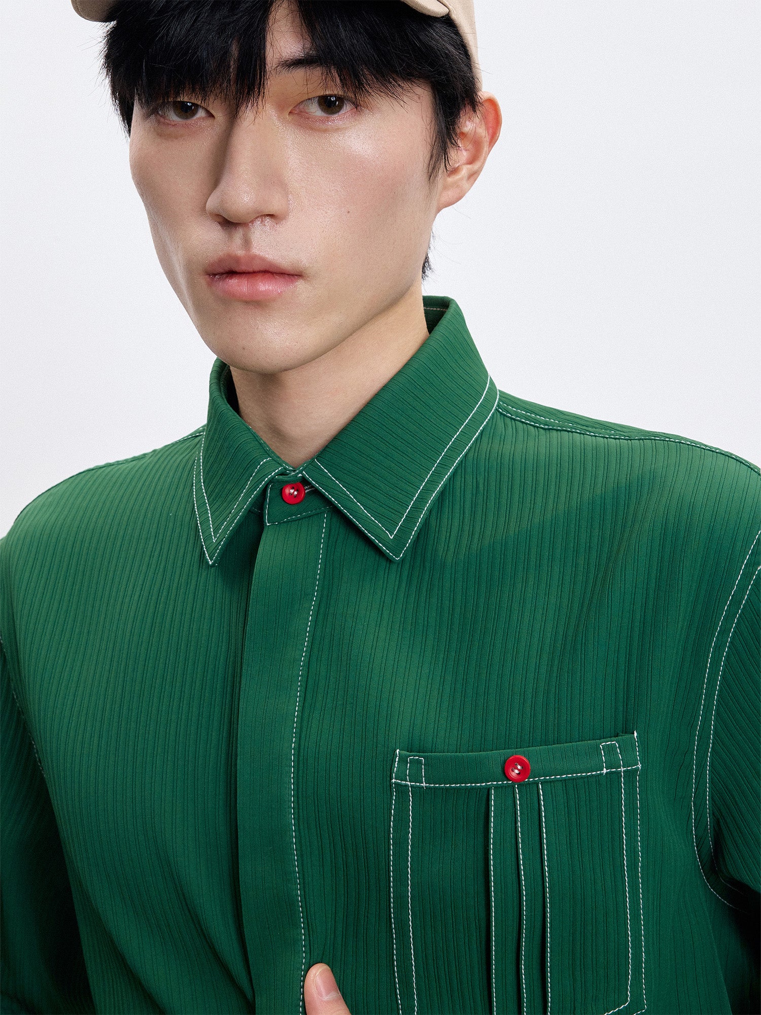 TUIMU Essential Contrast-Stitch Shirt, premium urban and streetwear designers apparel on PROJECTISR.com, TUIMU