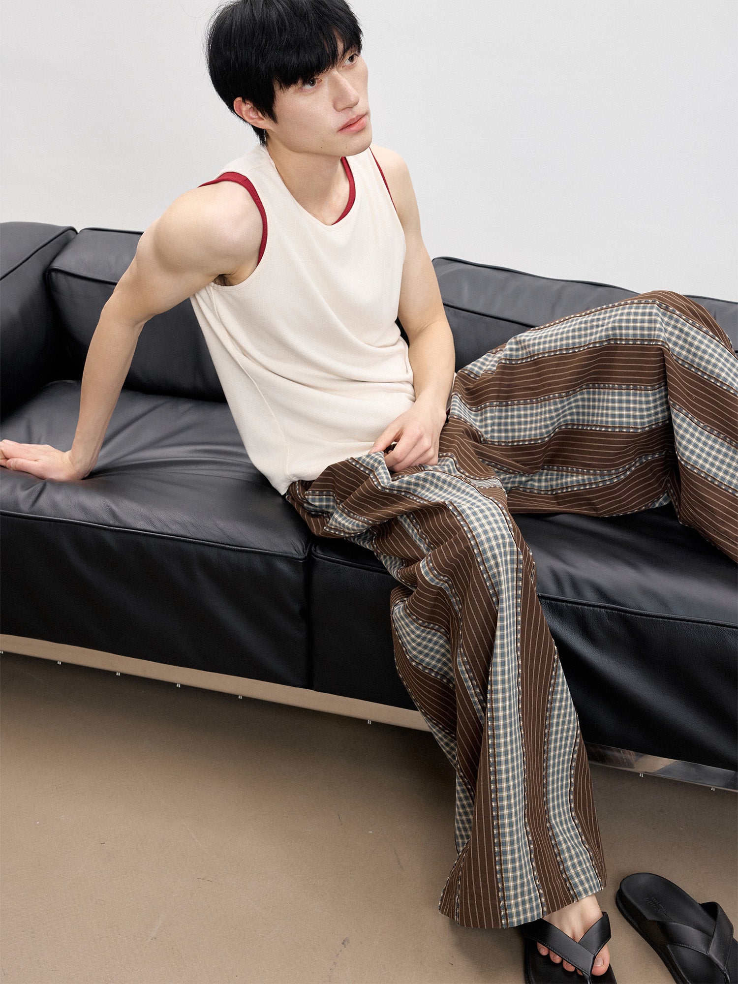 TUIMU Striped Wide-Leg Lounge Pants, premium urban and streetwear designers apparel on PROJECTISR.com, TUIMU