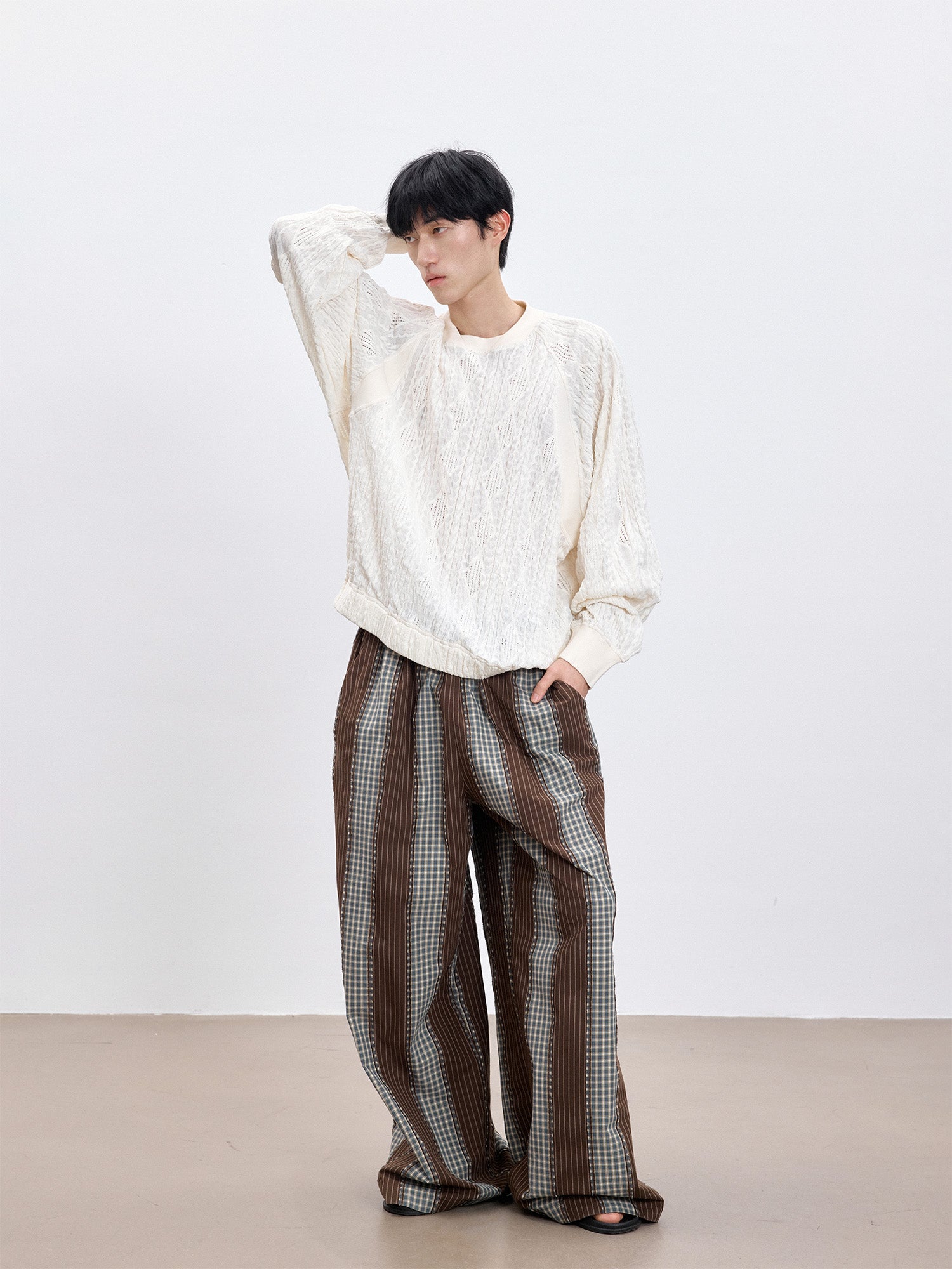 TUIMU Striped Wide-Leg Lounge Pants, premium urban and streetwear designers apparel on PROJECTISR.com, TUIMU