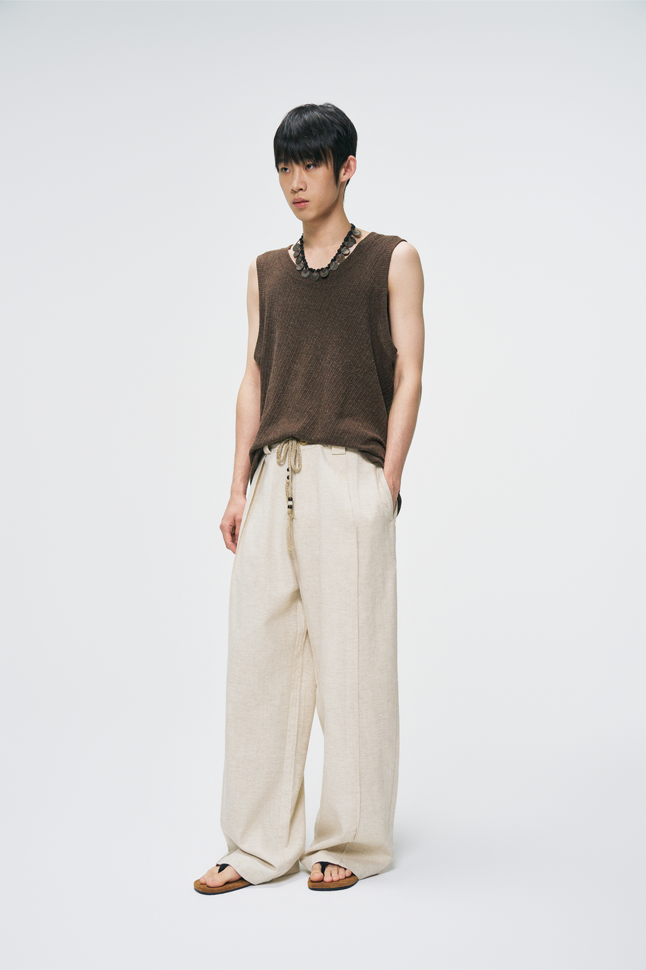 GONGHE REPUB Draped Linen Drawstring Pants