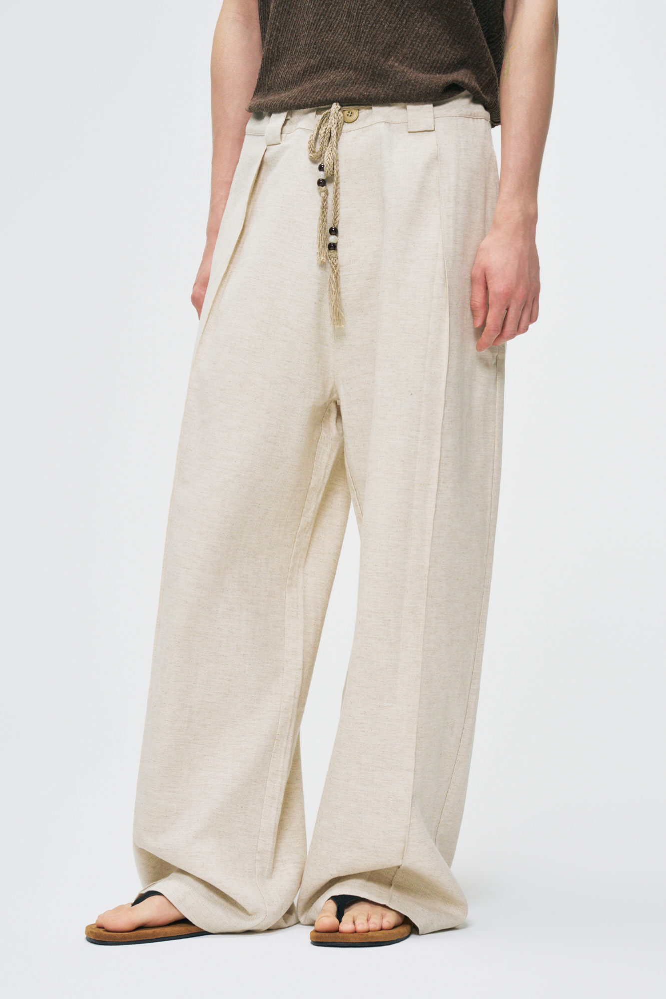 GONGHE REPUB Draped Linen Drawstring Pants