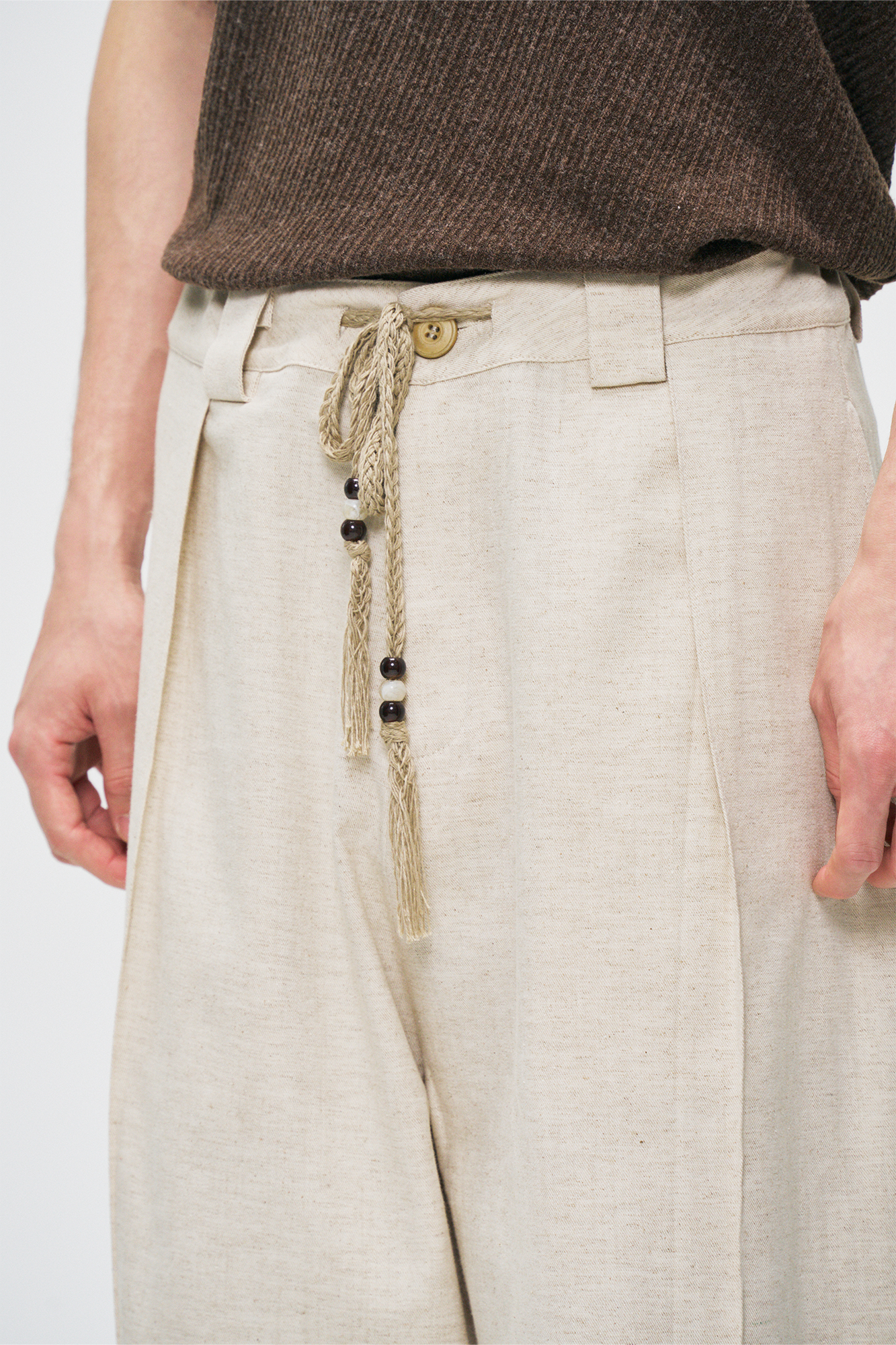 GONGHE REPUB Draped Linen Drawstring Pants