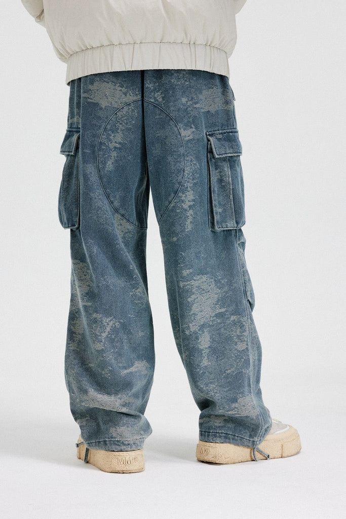 BONELESS Washed Frayed Crinkled Baggy Jeans, premium urban and streetwear designers apparel on PROJECTISR.com, BONELESS
